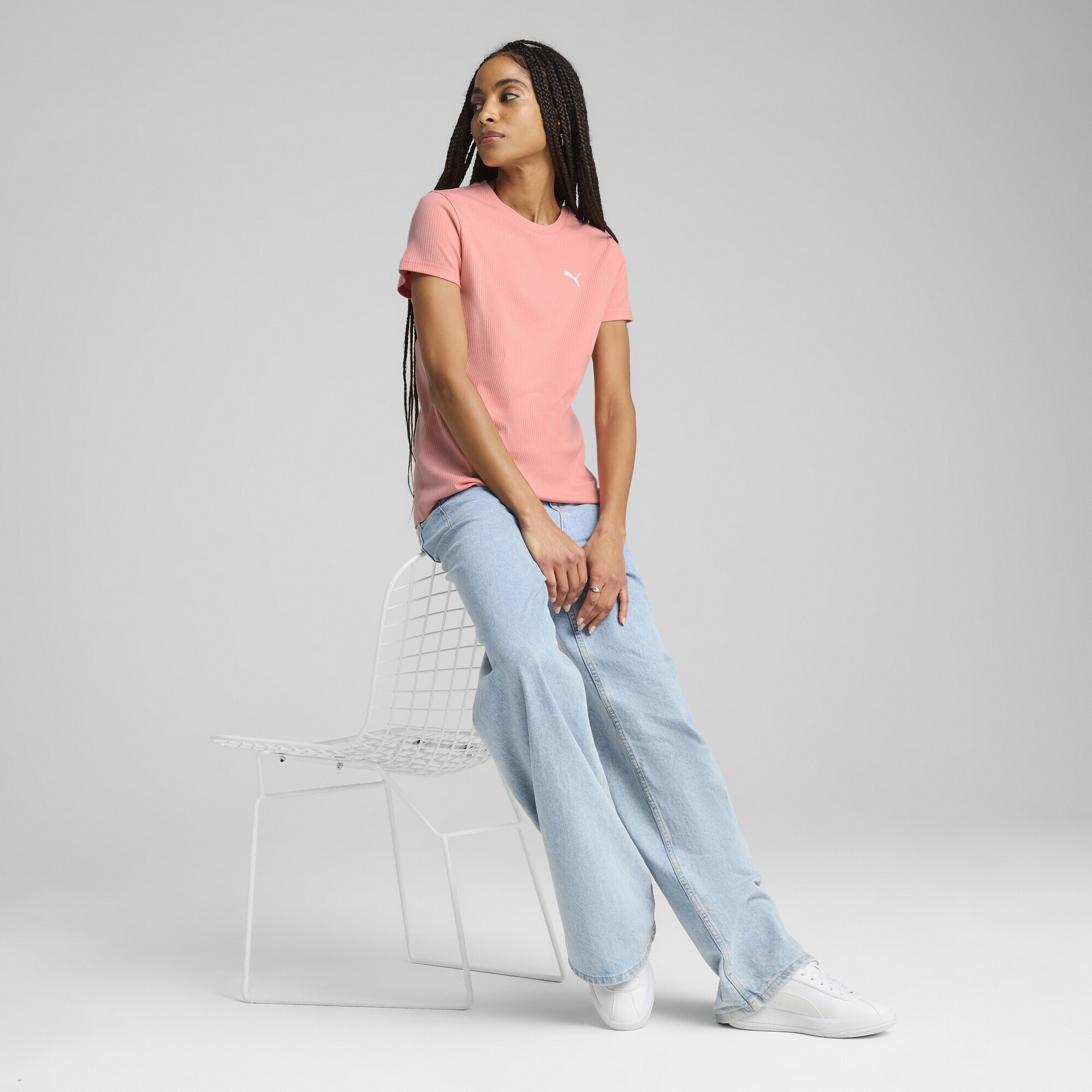 PUMA T-Shirt »ESS ELEVATED Geripptes T-Shirt Damen«
