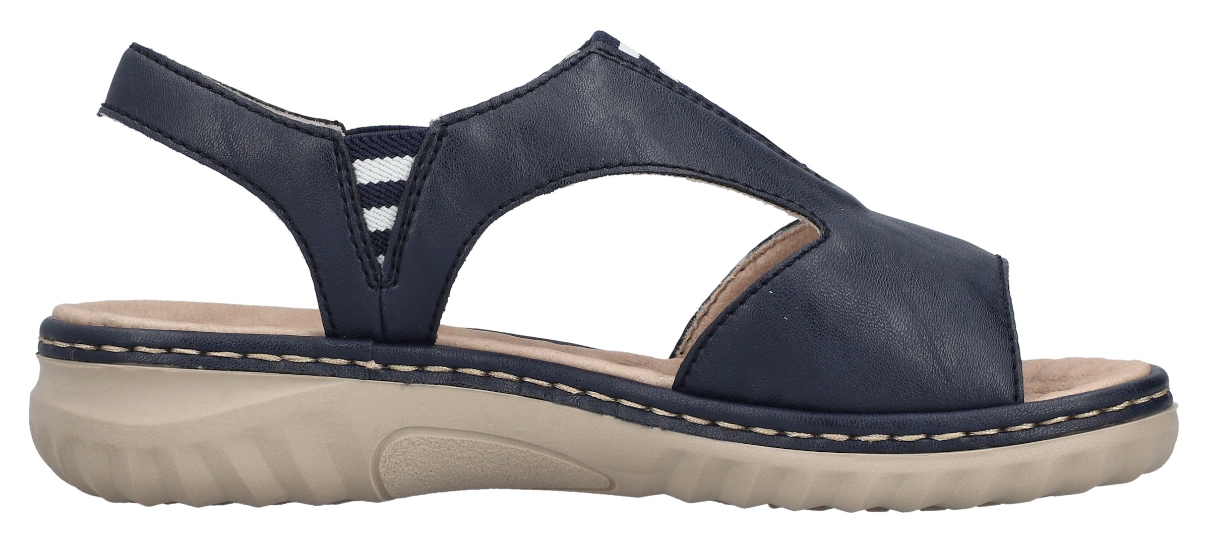 Rieker Sandale, Sommerschuh, Sandalette, Schlupfschuh mit kontrastfarbener Ziernaht