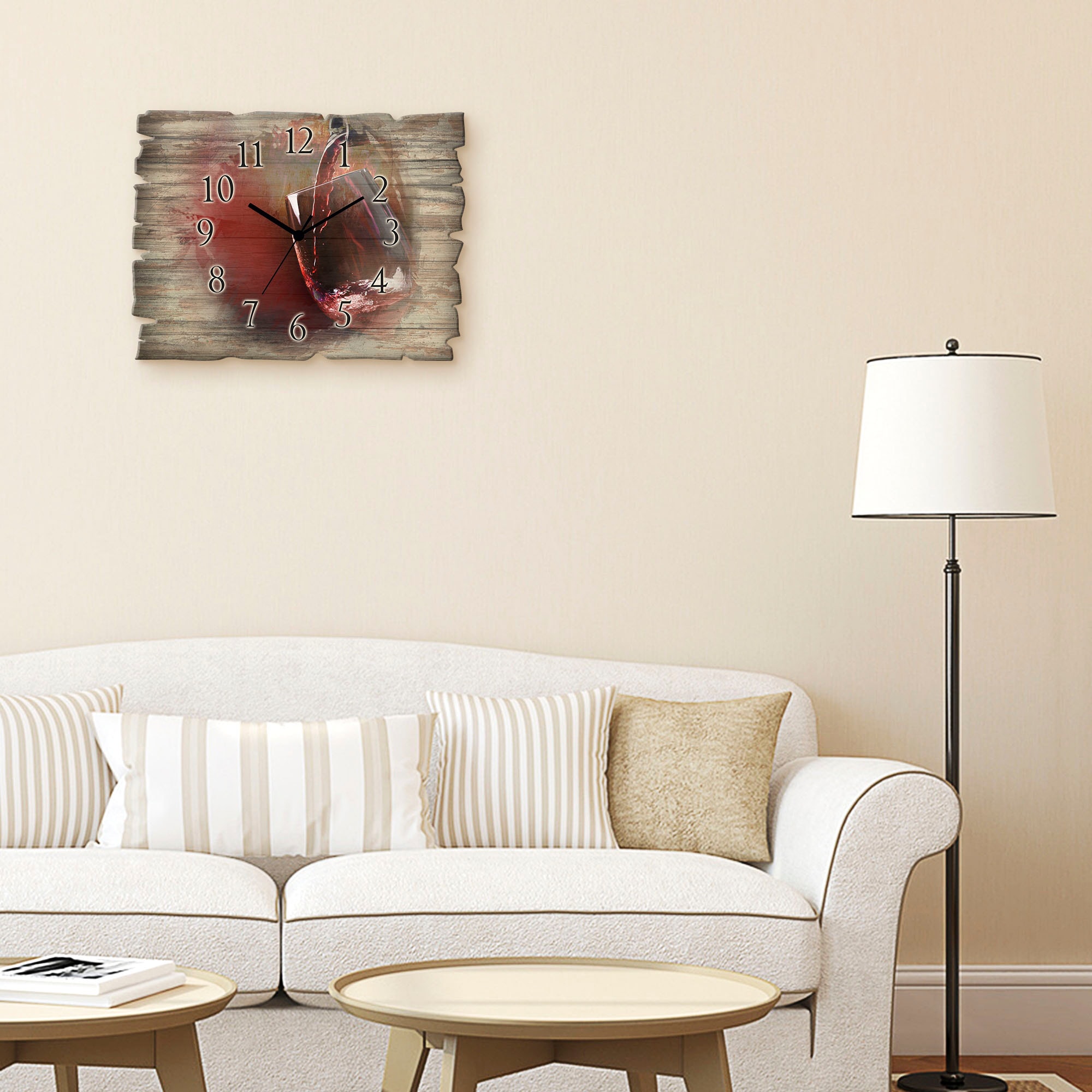 Thumbnail - Artland Wanduhr "Wein - Rotwein" wahlweise mit Quarz- oder Funkuhrwerk, lautlos ohne Tickgeräusche