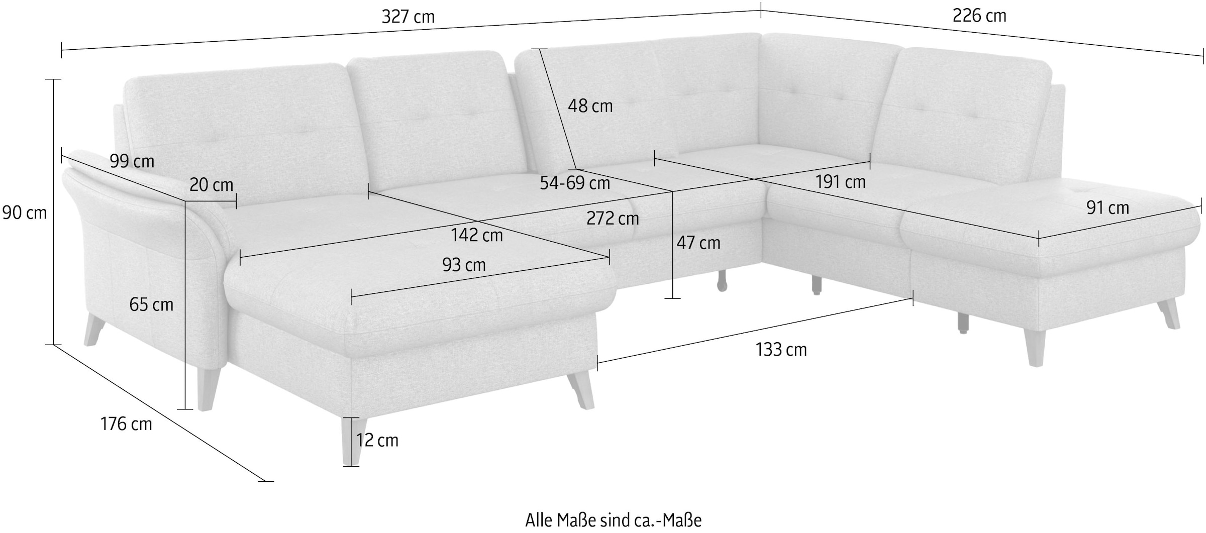 sit&more Wohnlandschaft »Göteborg«, inkl. Sitztiefenverstellung, wahlweise mit Bettfunktion & Bettkasten