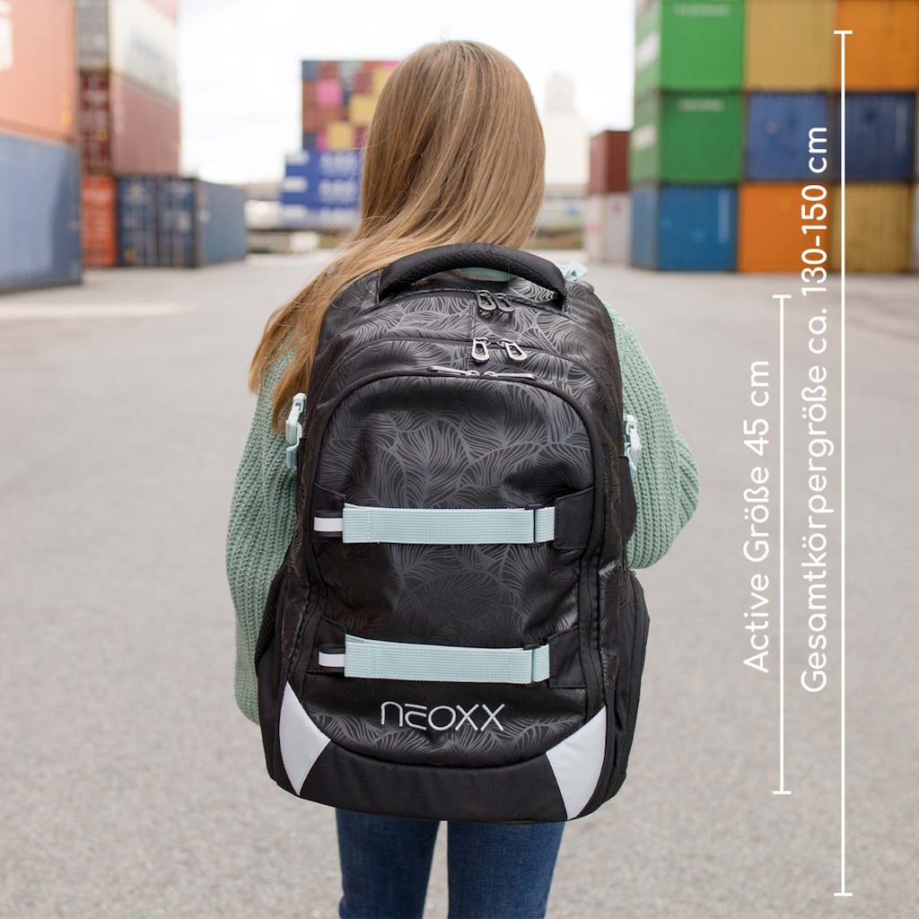 neoxx Schulrucksack »Active, Queen of the Nite«, reflektierende Details, aus recycelten PET-Flaschen