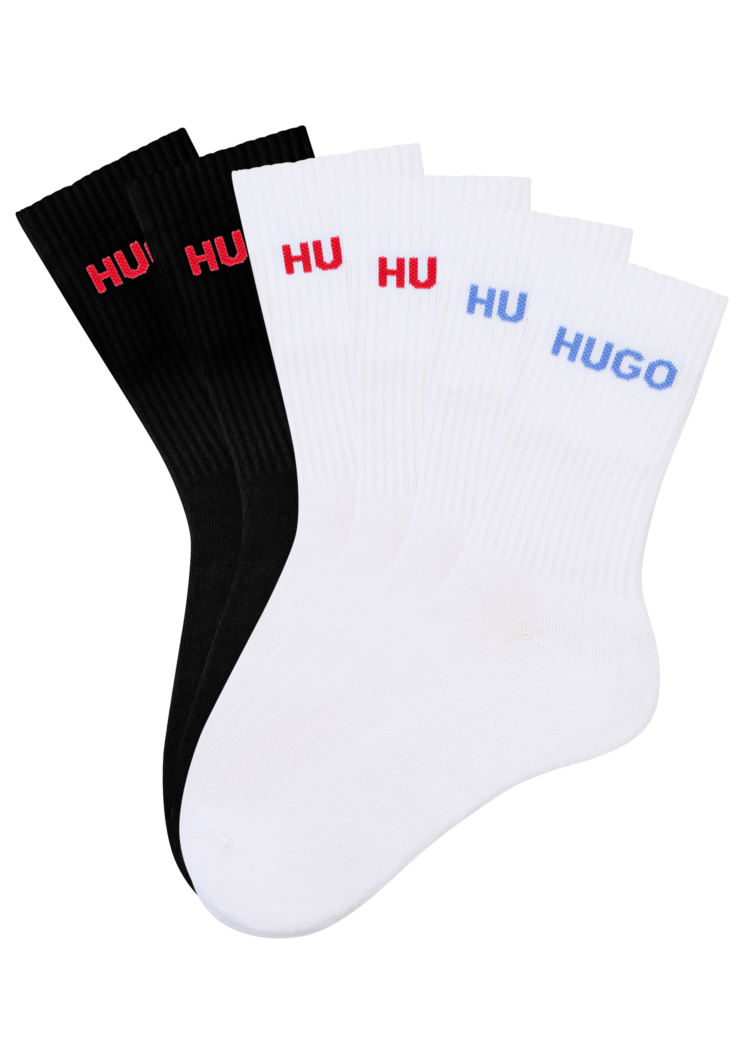HUGO Underwear Socken "6P QS RIB LOGO CC" Packung, 6er Pack, 6 Paar tlg. mit eingestricktem HUGO Logo