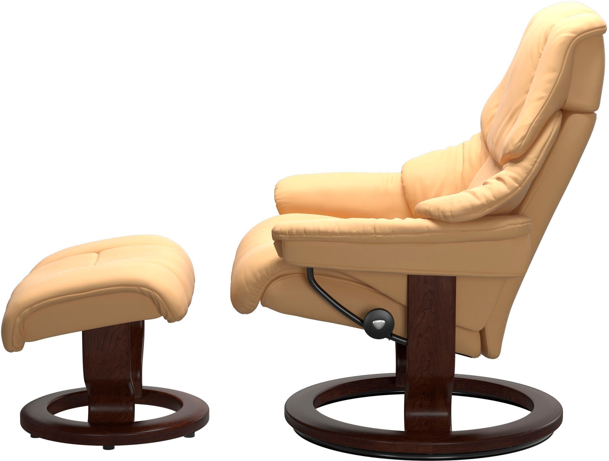 Stressless® Relaxsessel »Reno«, (Set, Relaxsessel mit Hocker), mit Hocker, mit Classic Base, Größe S, M & L, Gestell Braun