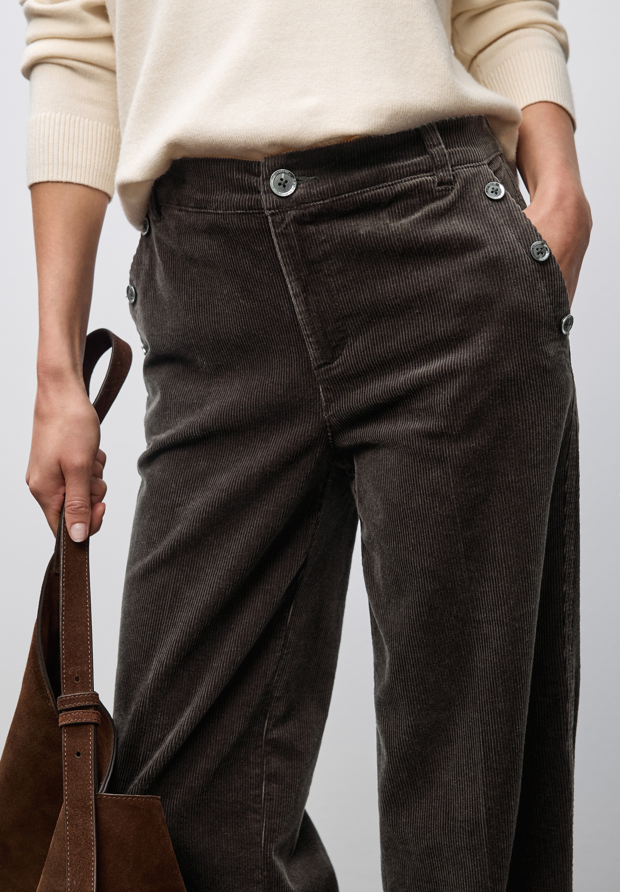 STREET ONE Cordhose, Straight Leg, Mid Waist