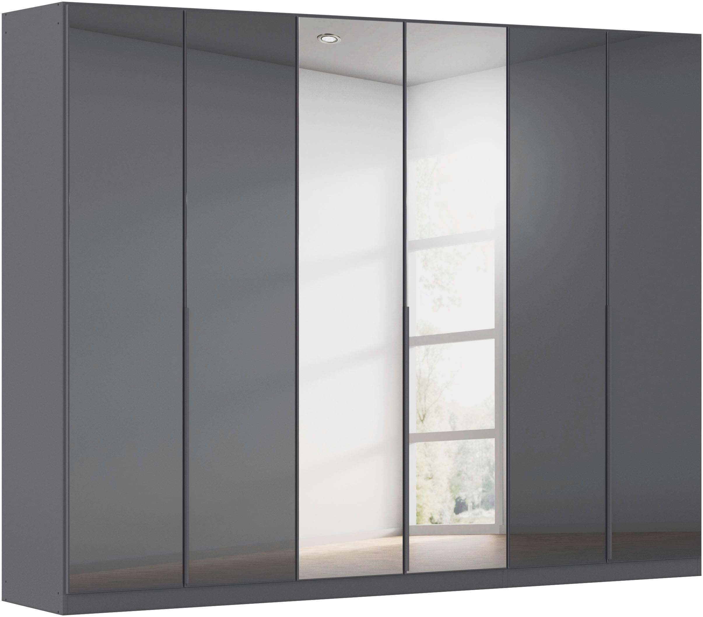 OTTO home Drehtürenschrank "Kleiderschrank Schrank Garderobe AGORDO mit Glasfront und Spiegel" in zwei Griff-Farben, Breiten 91-405 cm, durchdachte Innenausstattung, in 8 Breiten und 2 Höhen MADE IN GERMANY