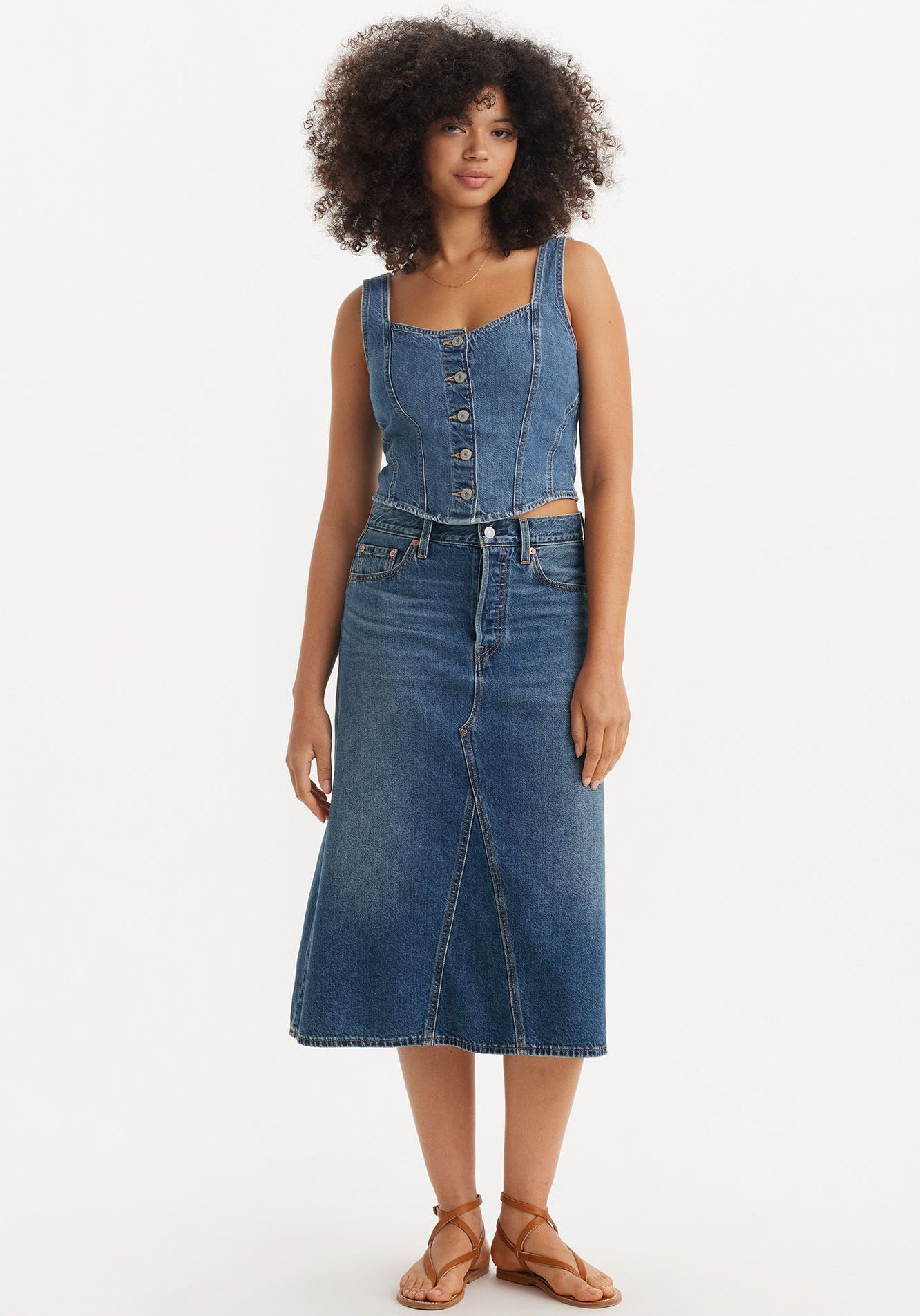 Levis Jeansrock "HR A LINE DECON SKIRT", in trendy Midi-Länge mit ausgefran günstig online kaufen