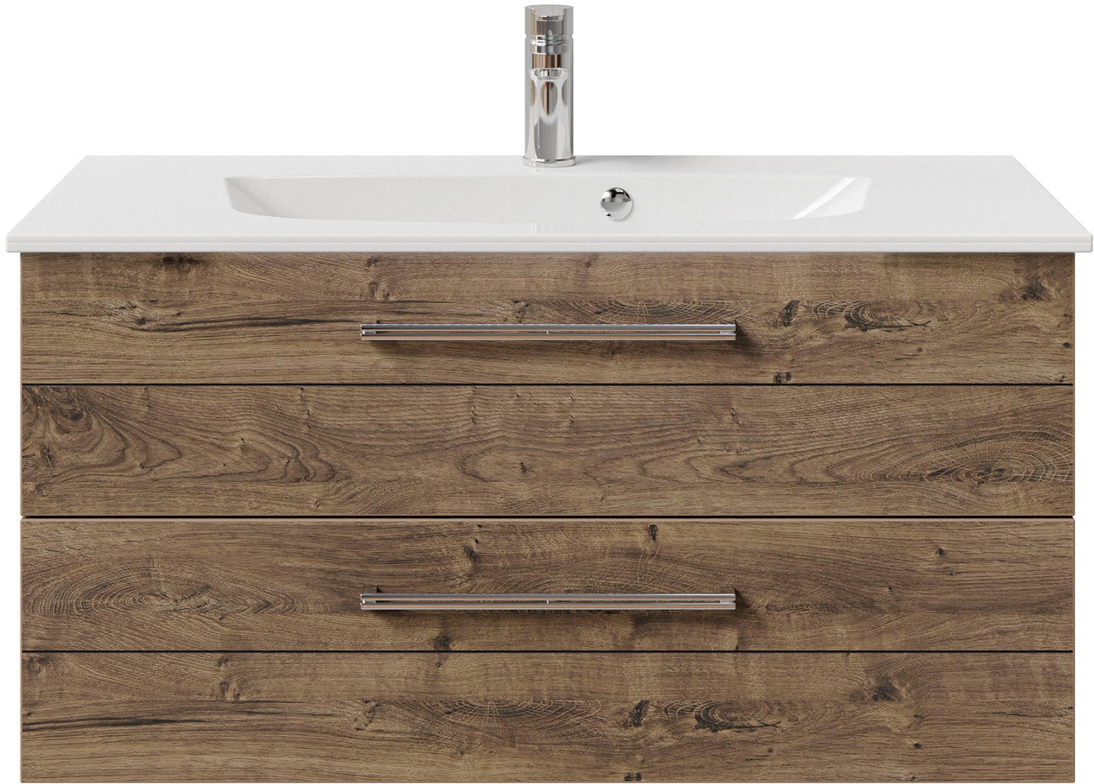 Saphir Badmöbel-Set »Serie 6025 2-teilig Mineralmarmor-Waschtisch mit LED-Spiegelschrank« 2 Stk. tlg.