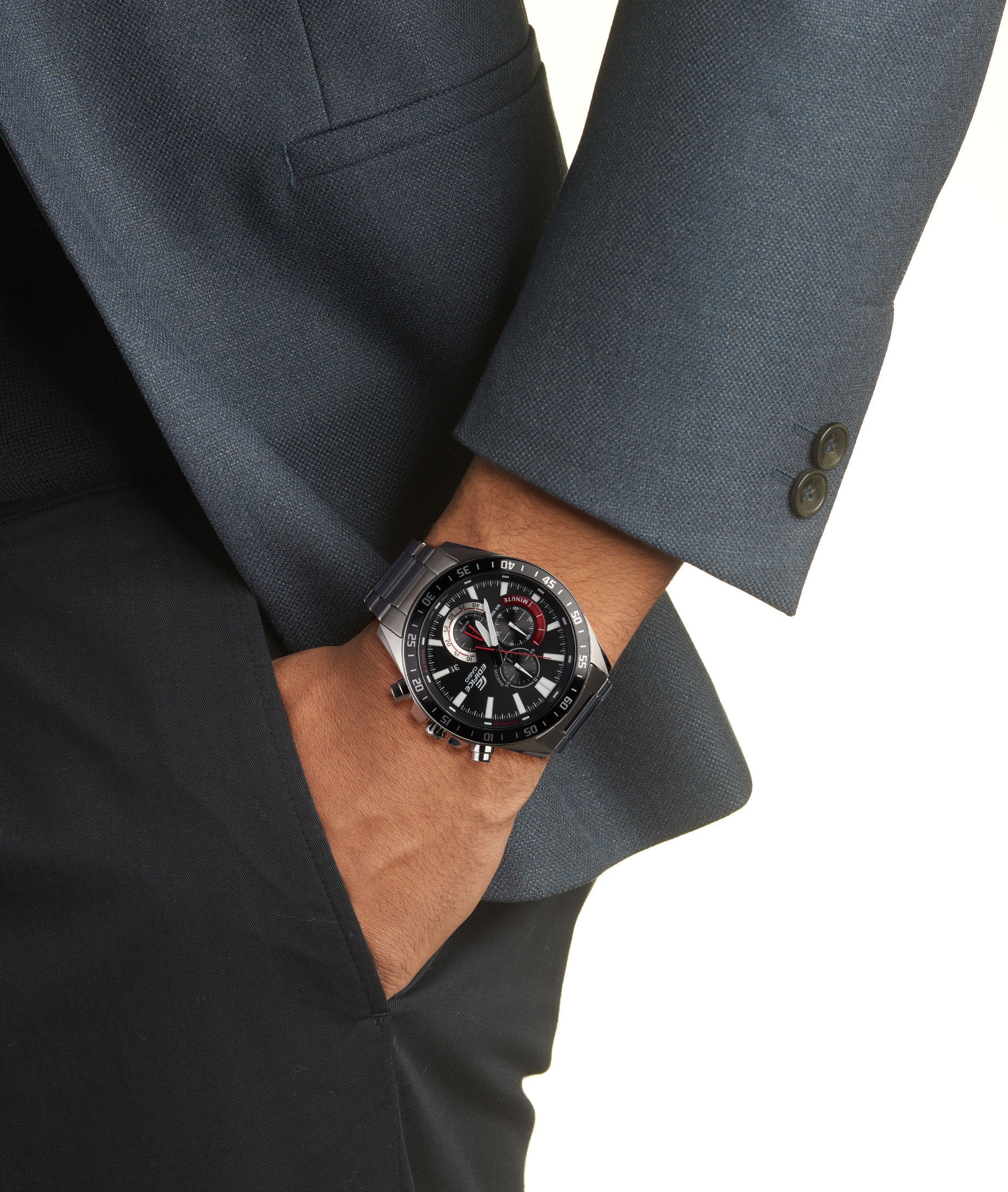 CASIO EDIFICE Chronograph, Quarzuhr, Armbanduhr,Herrenuhr, Edelstahlarmband,bis 10bar wasserdicht
