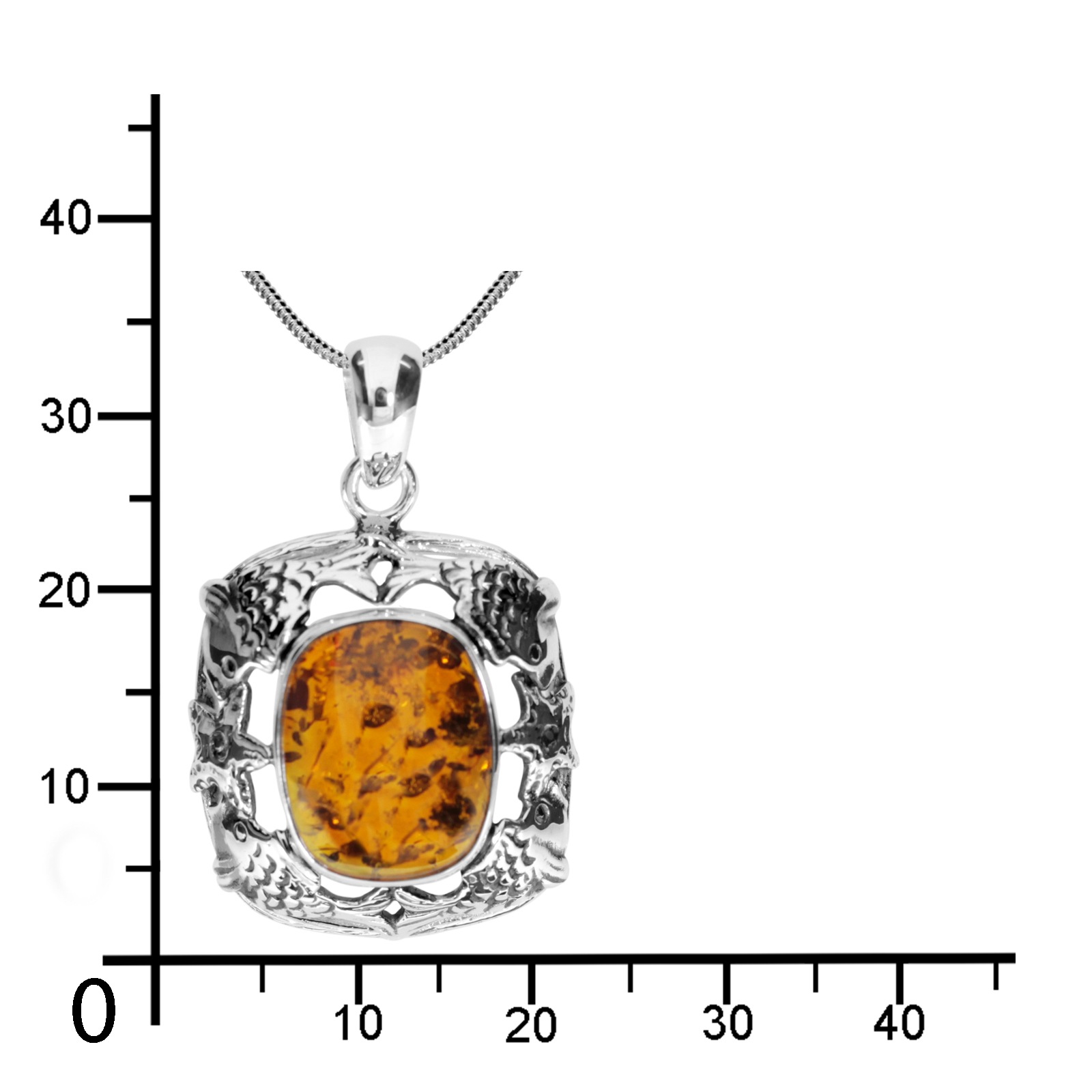 Kette mit Anhänger OSTSEE-SCHMUCK "Ostsee-Schmuck Kette mit Anhänger Fischland 34x21 mm" Gr. 60, silber, Halsketten, Damen, 60cm, Silber 925 (Sterlingsilber), L: 42 6