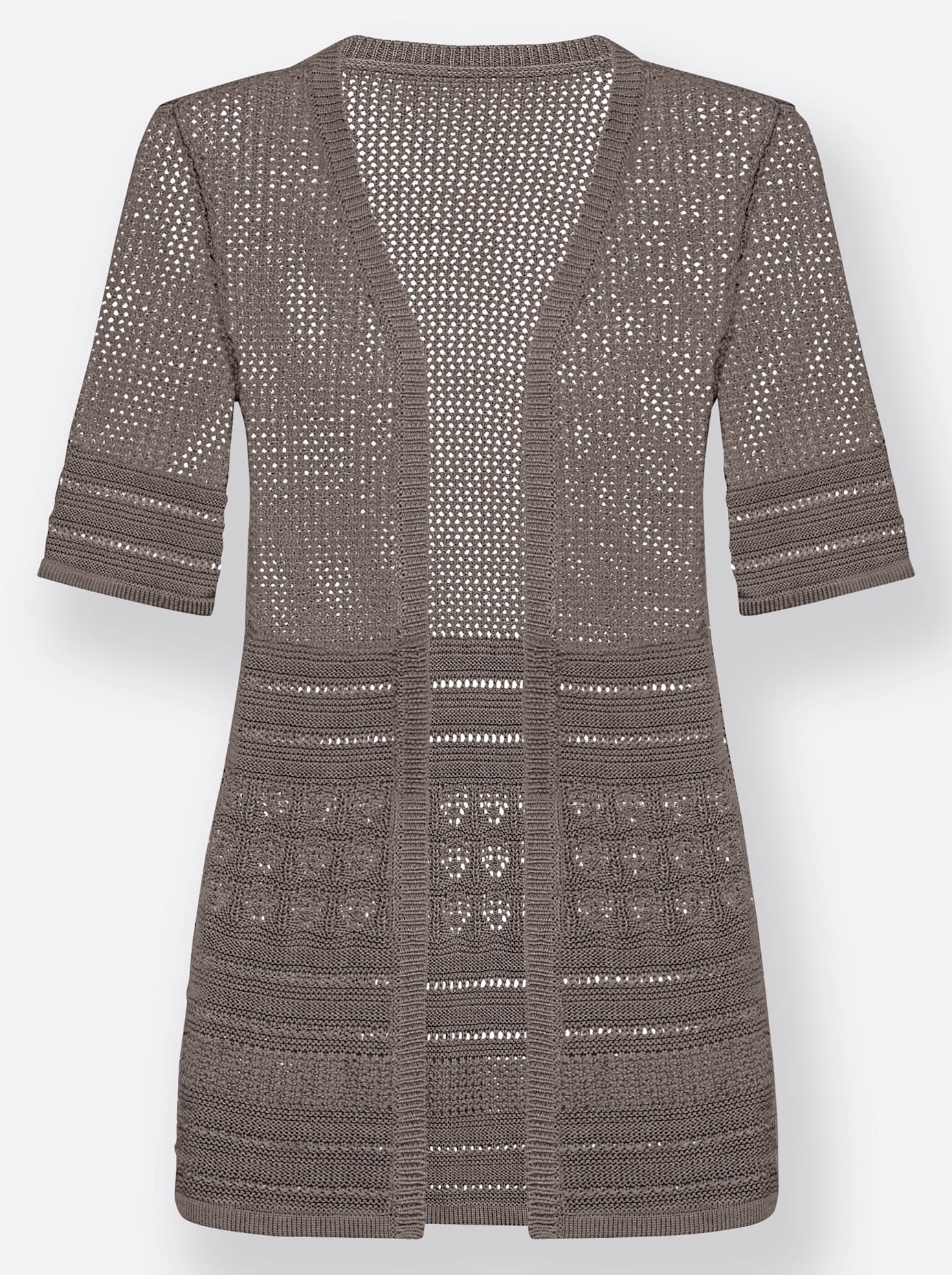 Strickjacke INSPIRATIONEN, Damen, Gr. 48, grau (taupe), 50% Baumwolle, 50% Polyacryl, unifarben, Strickjacken Strickjacke 3