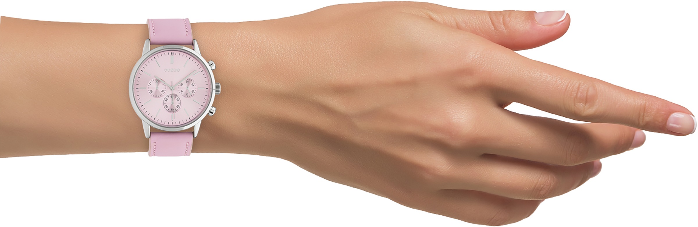 OOZOO Quarzuhr »C10595«, Armbanduhr, Damenuhr, Lederarmband, Chrono-Look