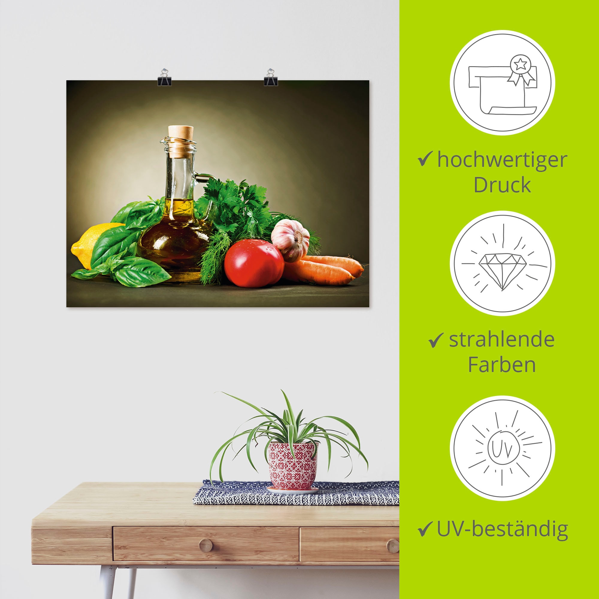 Artland Wandbild »Gesundes Gemüse und Gewürze«, Lebensmittel, (1 St.), als Leinwandbild, Poster, Wandaufkleber in verschied. Größen