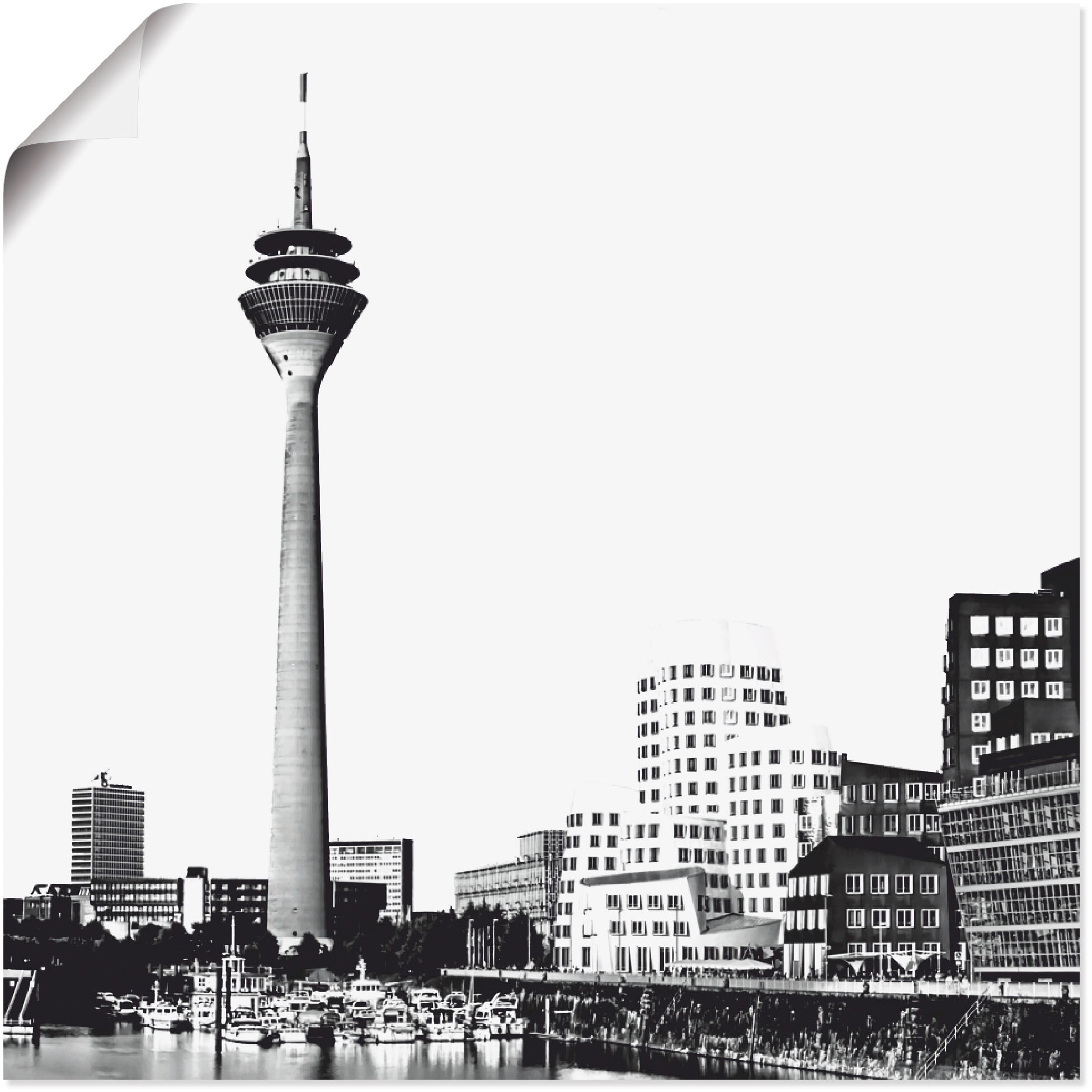 Deutschland, Skyline Collage (1 in 15«, versch. Friday Größen Poster Leinwandbild, Black oder | St.), BAUR Wandbild »Düsseldorf Wandaufkleber Artland als