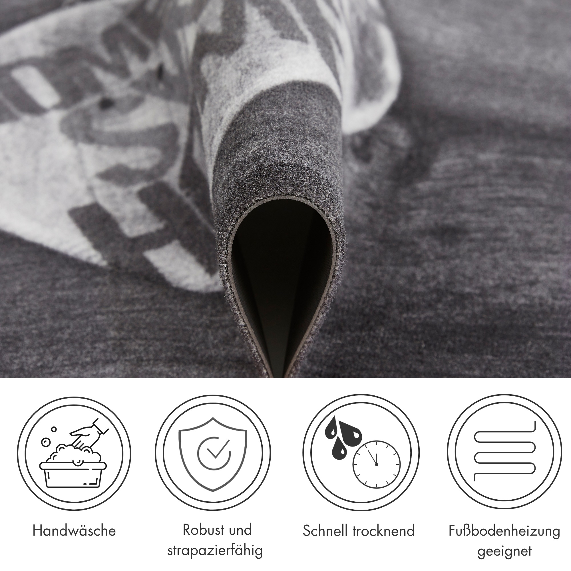 Thumbnail - Andiamo Fußmatte "Rinaldo, Made in Belgium" rechteckig 10 mm Höhe Schmutzfangmatte, verschiedene Motive, rutschhemmend, ...