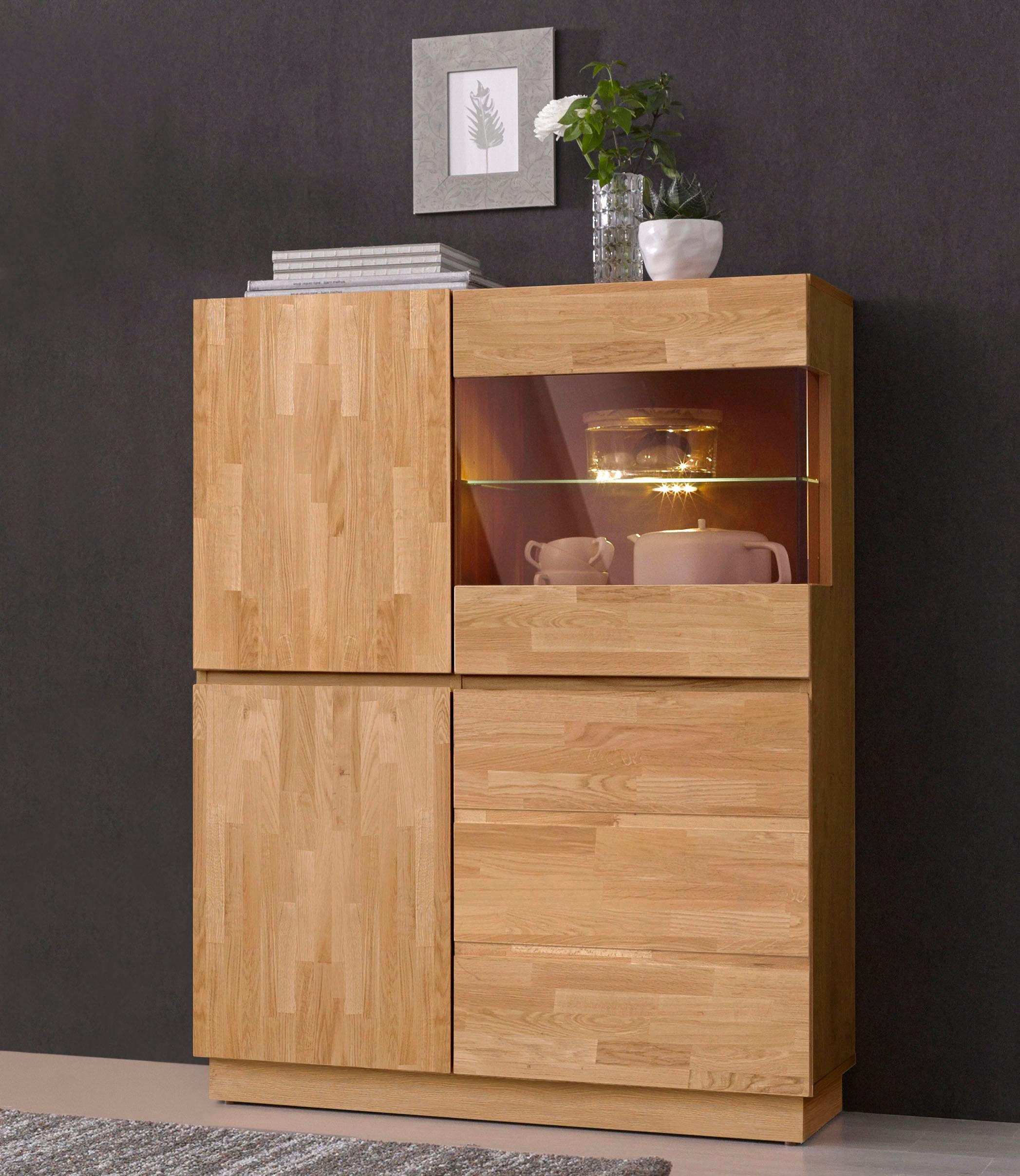 Home affaire Highboard "Laima", Vitrine, Höhe 120 cm, teilmassiv, FSC-zerti günstig online kaufen