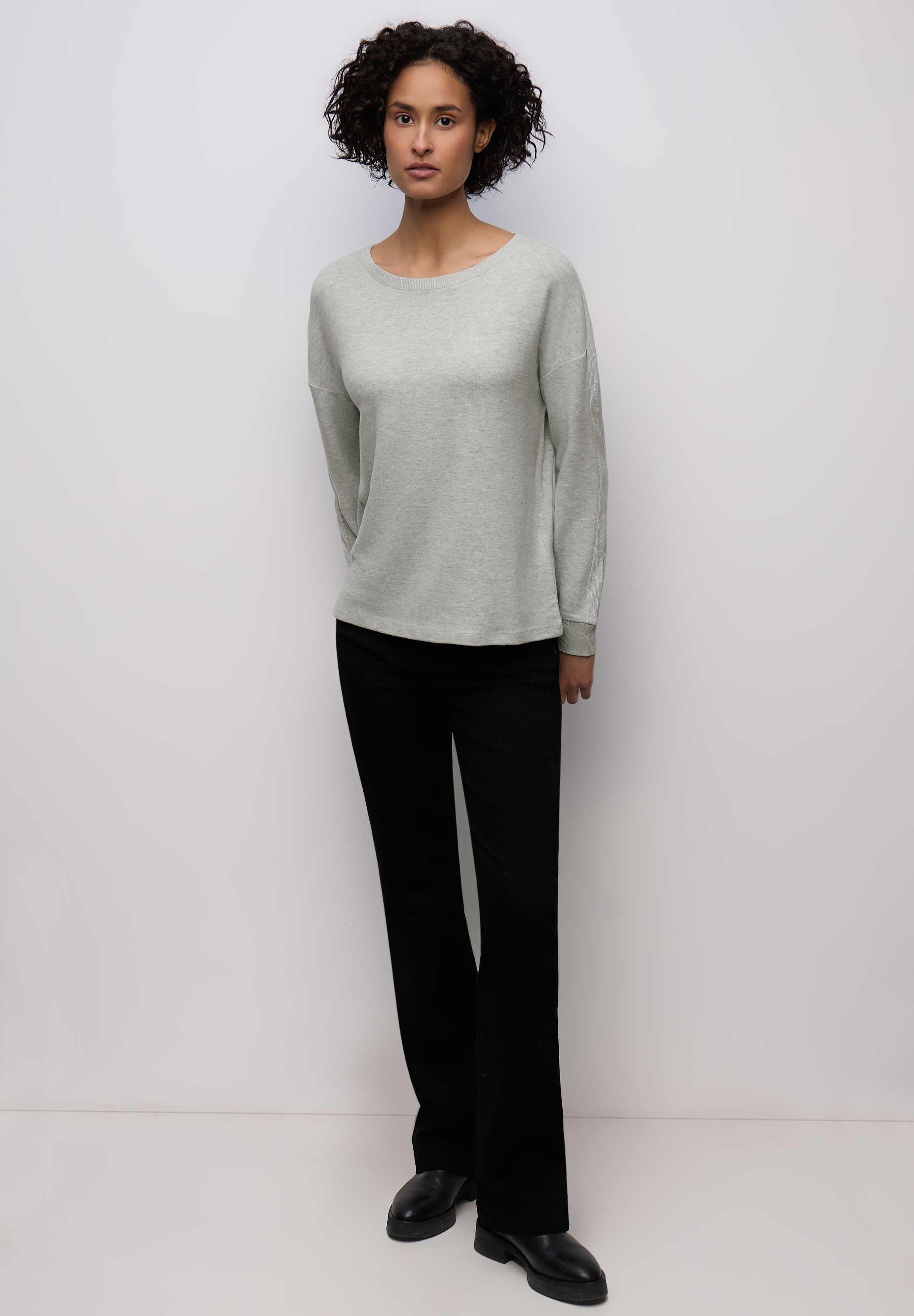 STREET ONE Langarmshirt mit Glitzer-Detail