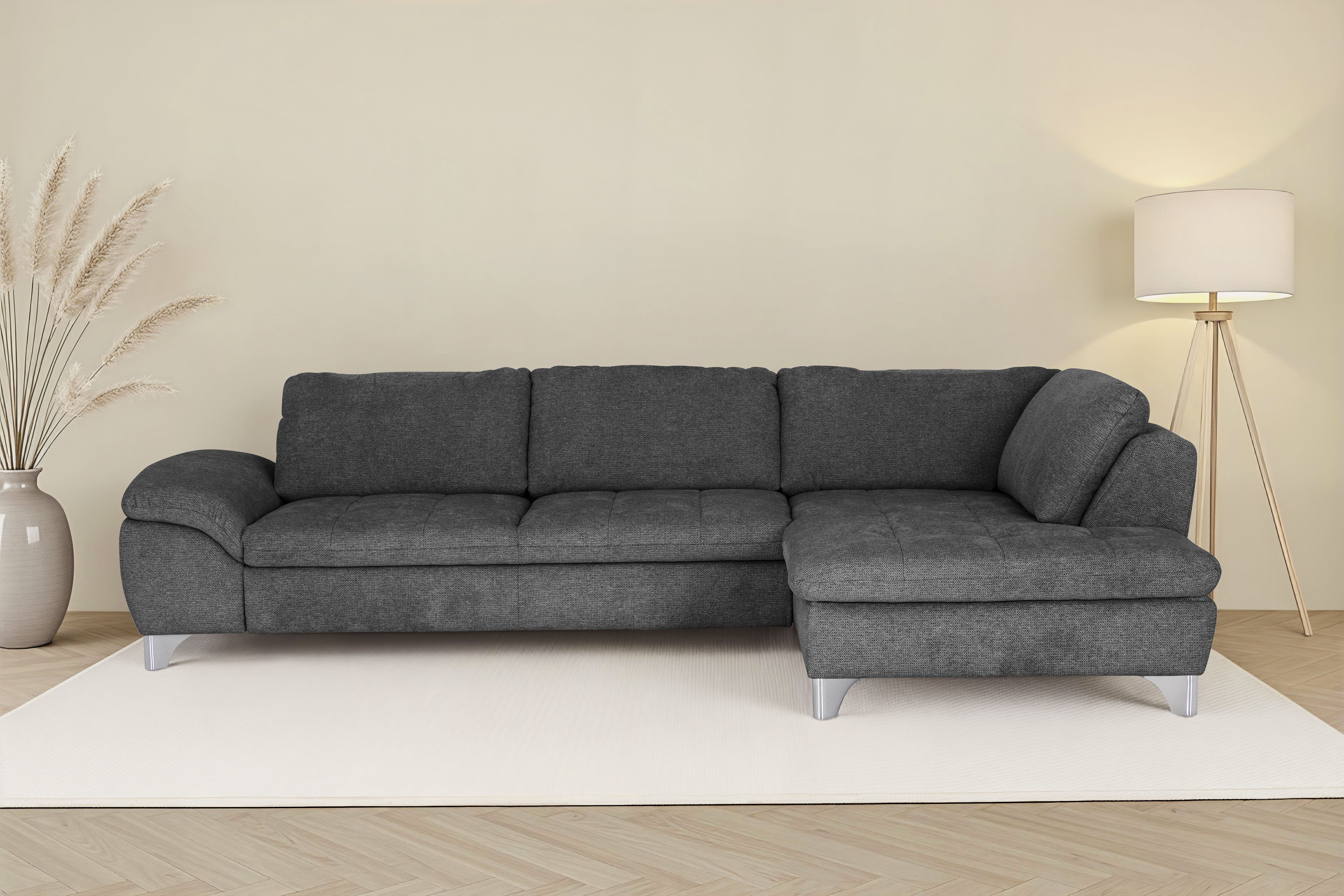 Die PlanBar Ecksofa "Ottomane MP-IN14007 L-Form, Breite 306 cm" wahlweise mit Schlaffunktion und verstellbaren Kopfstützen