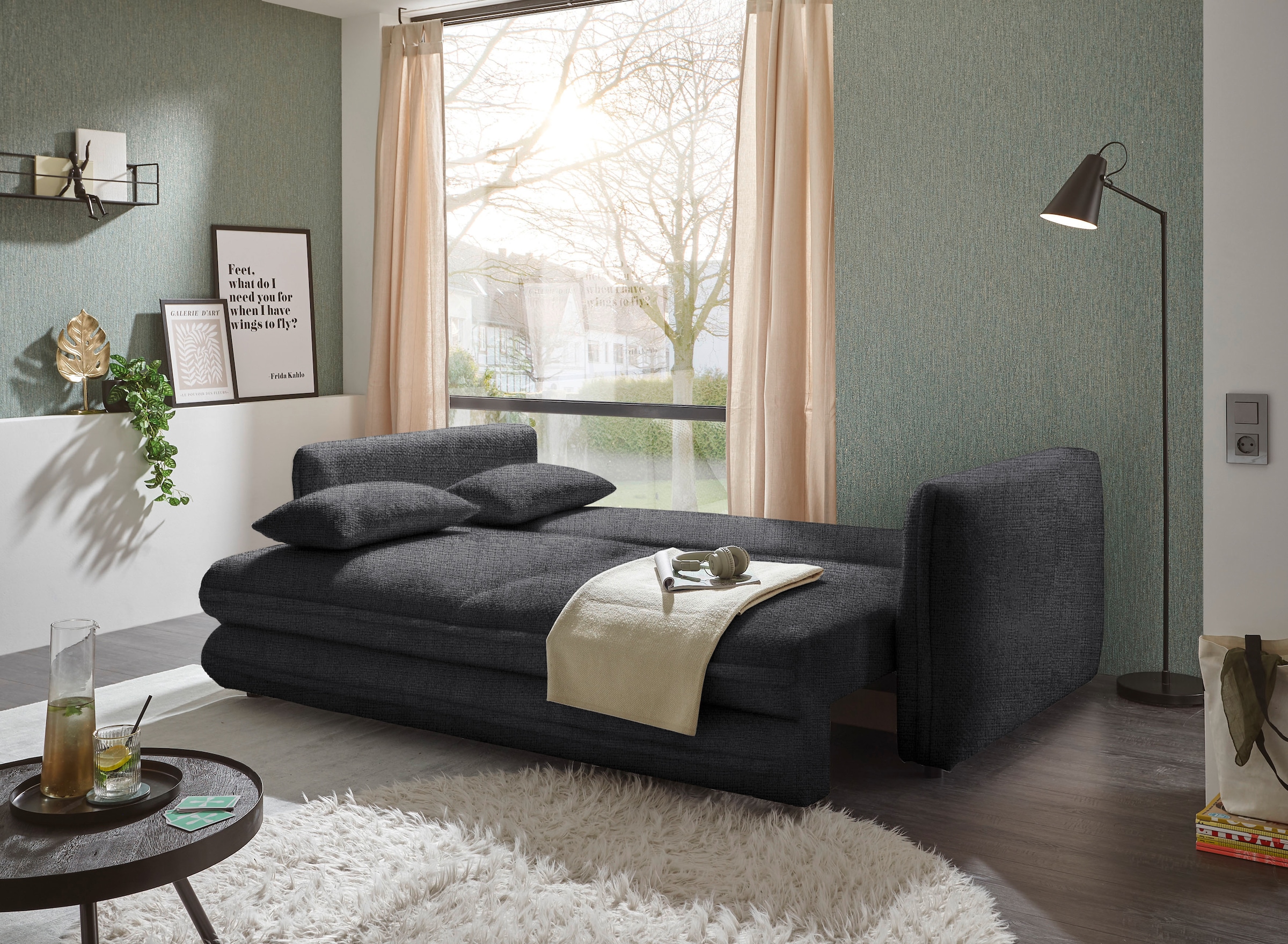 ED EXCITING DESIGN Schlafsofa »Stanley«, mit Bettkasten & 2 Zierkissen