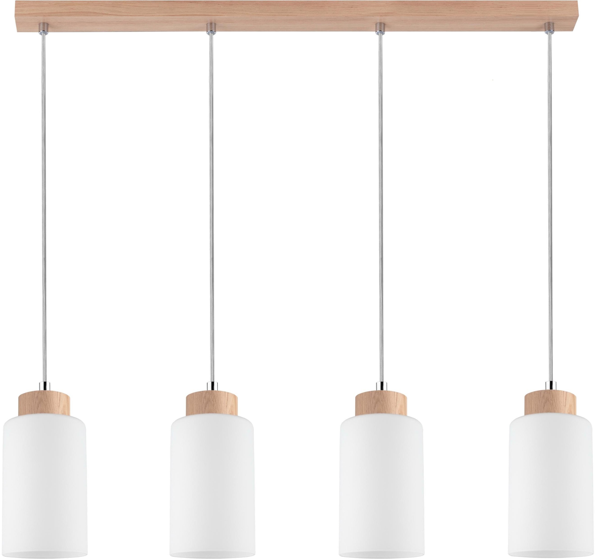 4 Schirm Light Glas Pendelleuchte aus Nachhaltig, Eichenholz, BAUR »BOSCO WOOD«, SPOT Hängeleuchte, Naturprodukt aus | flammig-flammig,