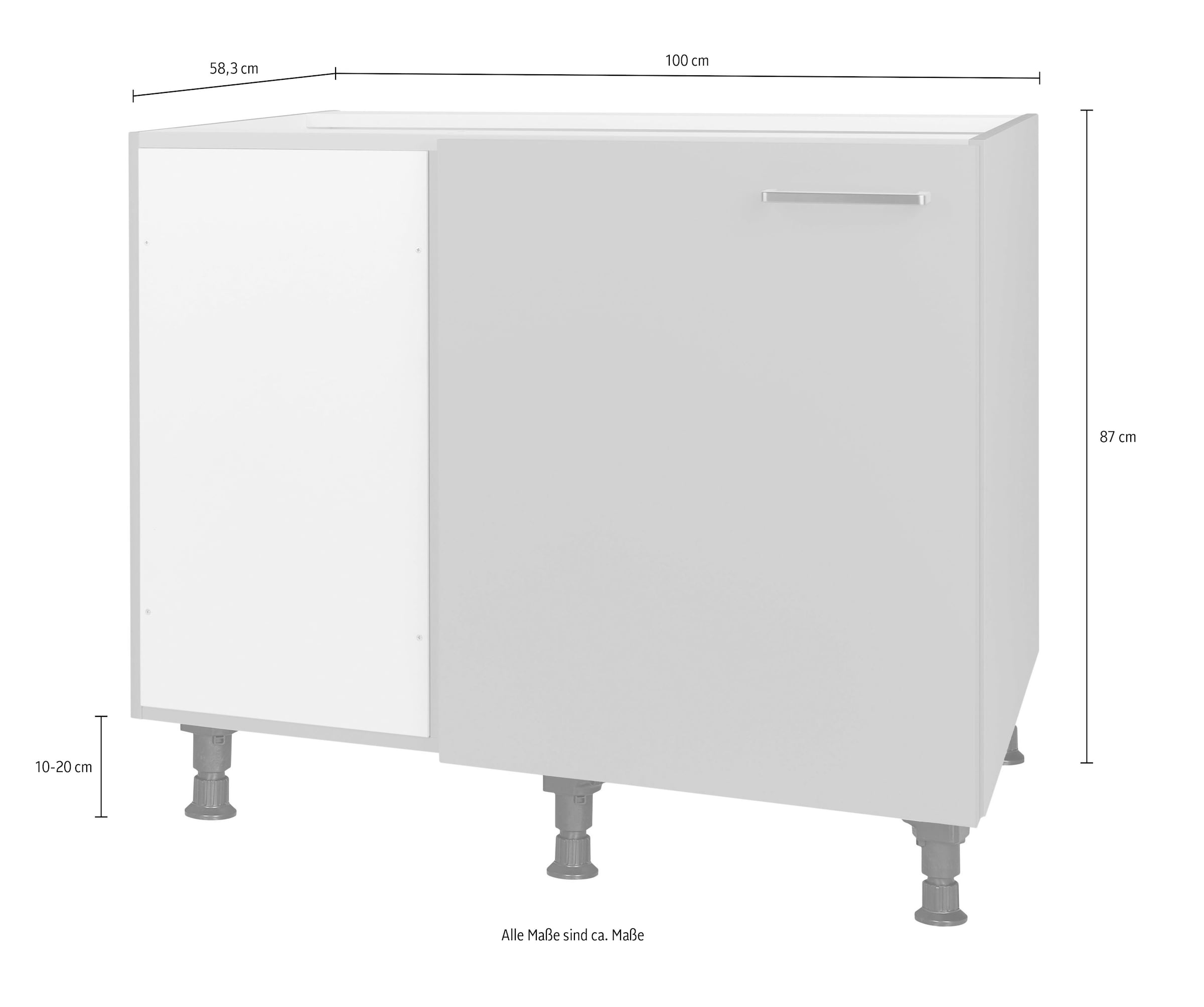 nobilia® Eckunterschrank »"Touch", vormontiert« mit höhenverstellbaren Sockelfüßen, Breite 100 cm