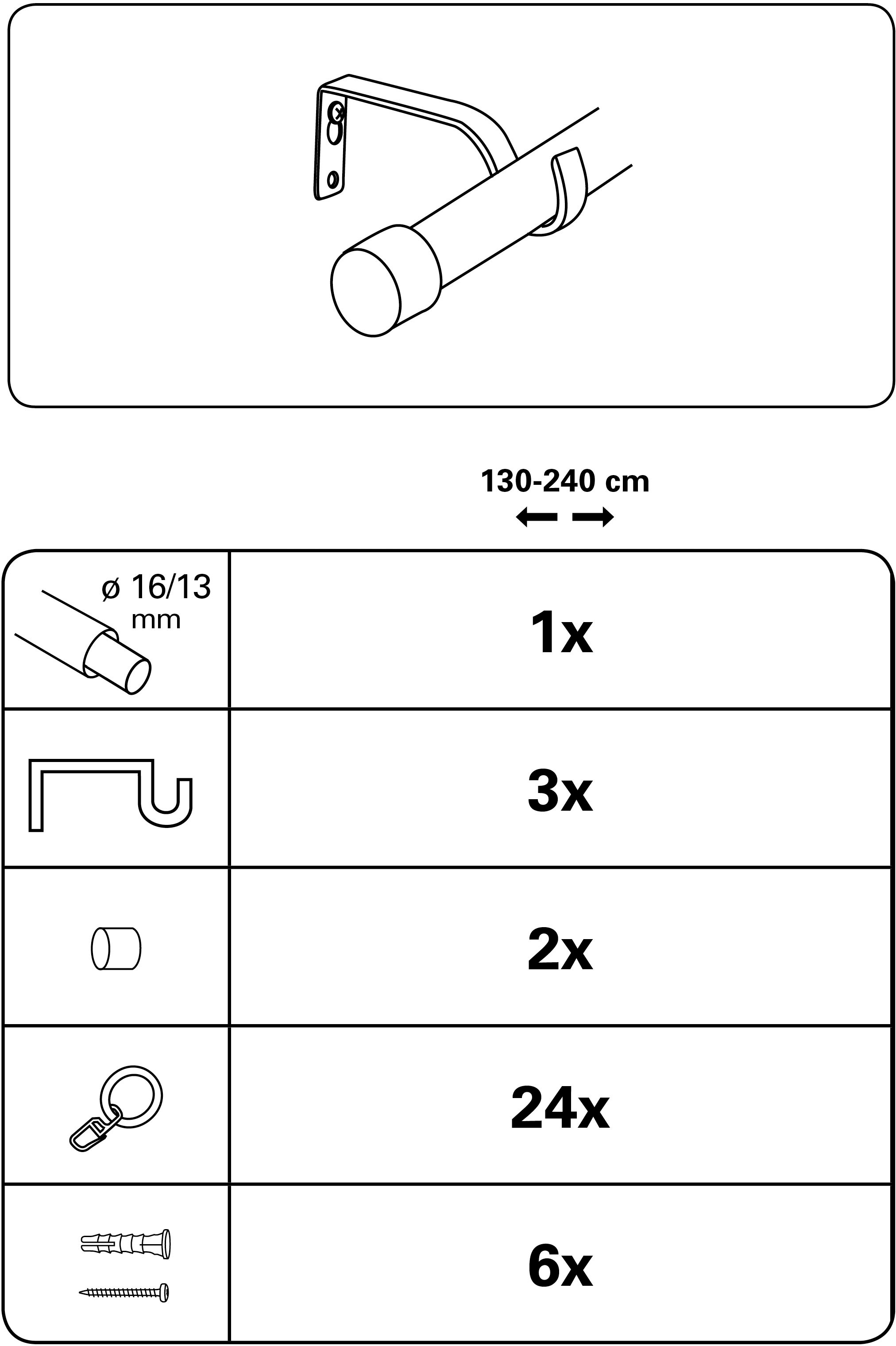 GARDINIA Gardinenstange »Gardinenstangen Set Metall«, 1 läufig-läufig, ausziehbar, 1-Lauf