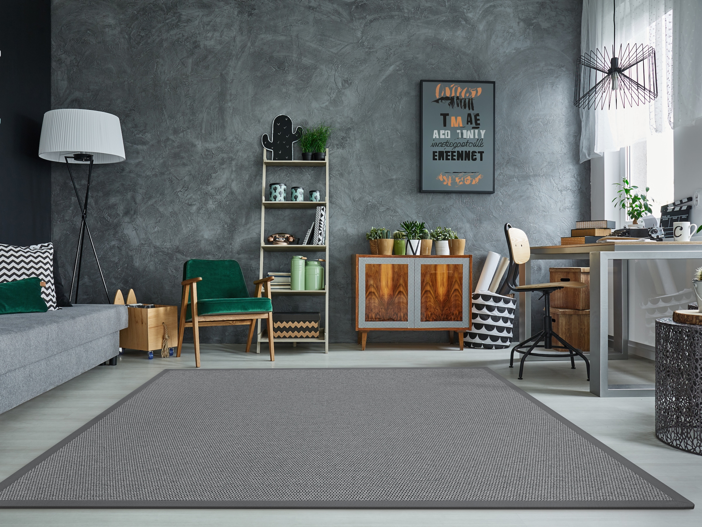 Dekowe "Naturana Panama" rechteckig 8 mm Höhe Flachgewebe, meliert, Sisal-Optik, mit Bordüre, Wohnzimmer