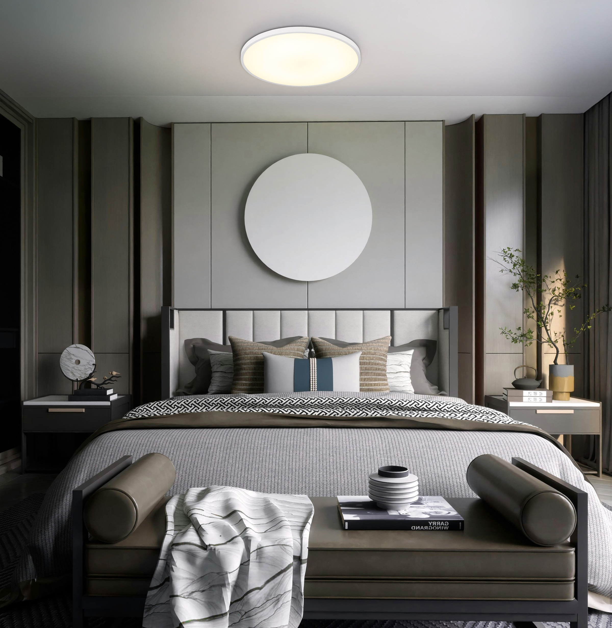 GLOBO LIGHTING Deckenleuchte »NIELSEN« LED-Modul 1 Stk. Warmweiß Deckenlampe Wohnzimmer-Leuchte Schlafzimmer-Leuchte Flur Küche