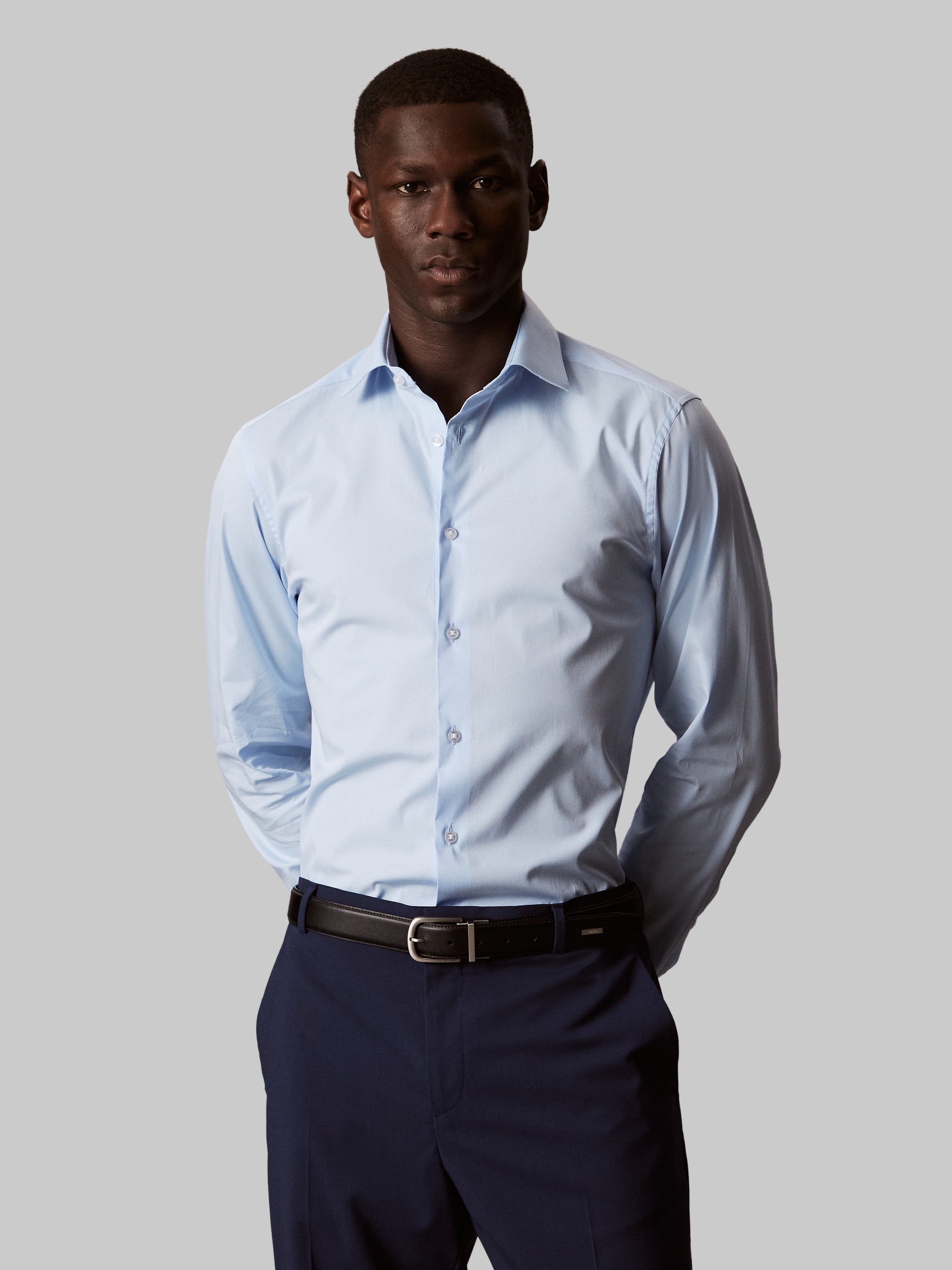 Calvin Klein "REG ESNTL POPLIN STR SLD" Regular fit, mit Rundhalsausschnitt