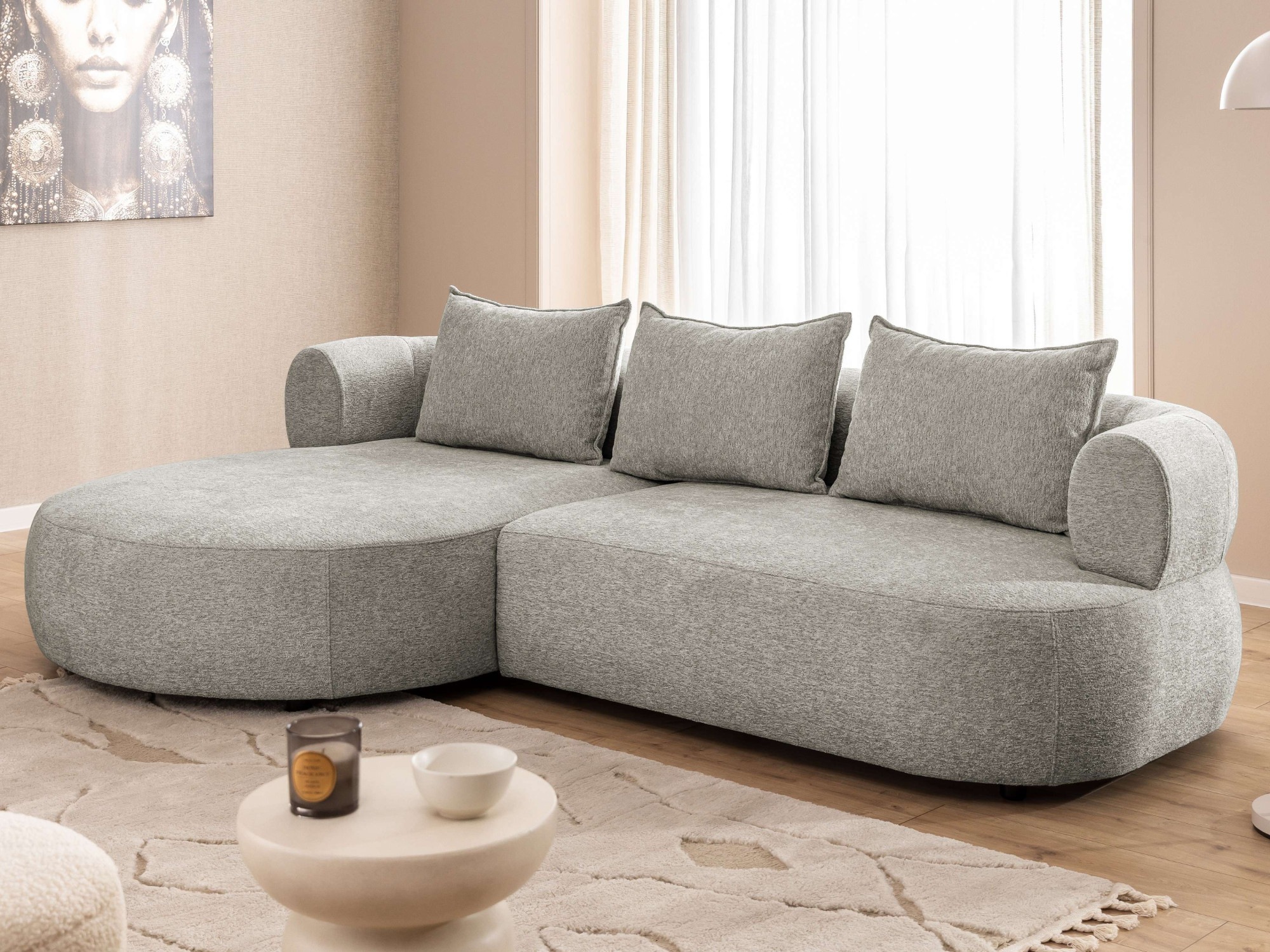 Home affaire Ecksofa "LUSSAC L-Form Design-Sofa mit Zierkissen, Maße B/T/H: günstig online kaufen