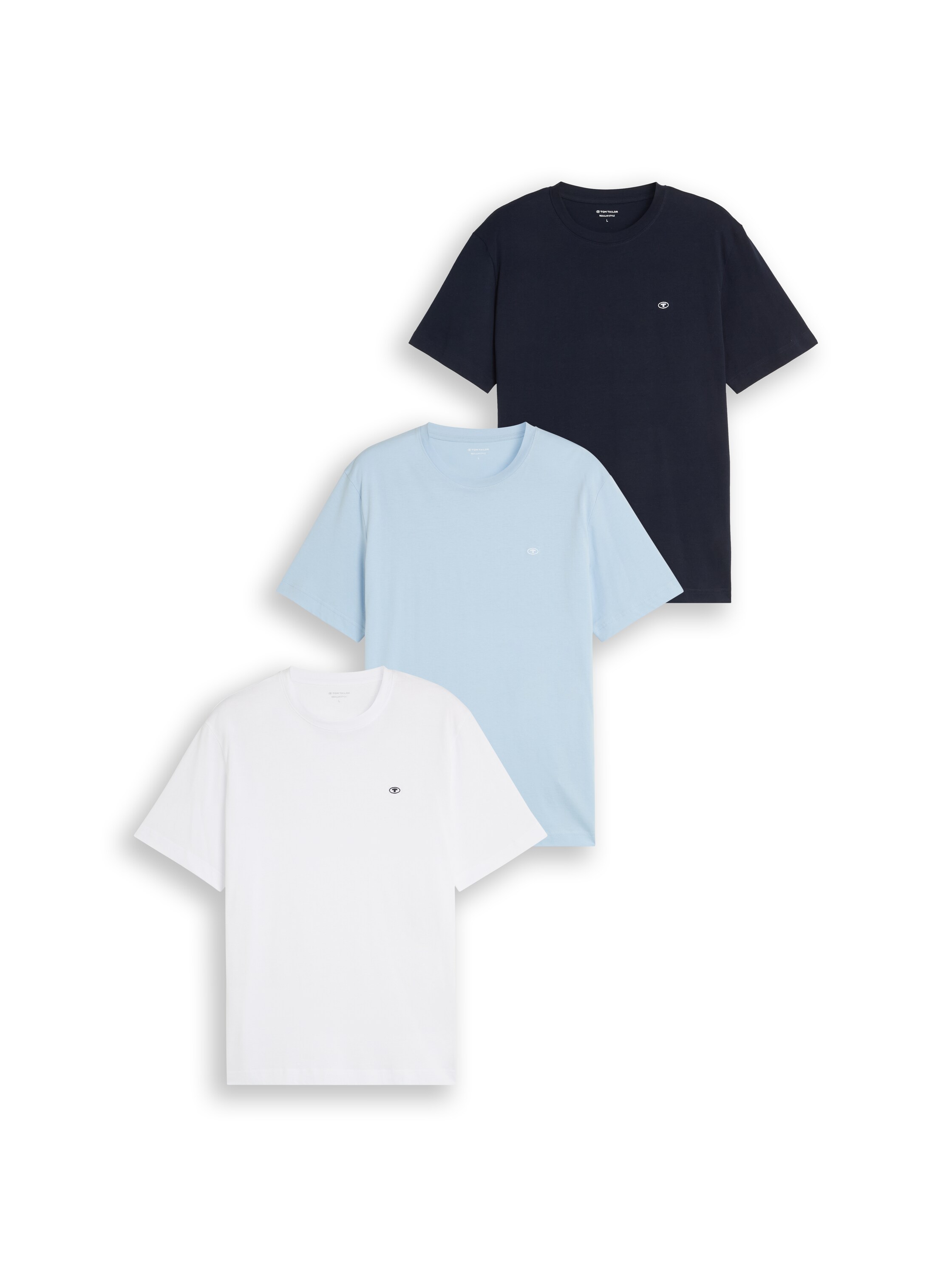 TOM TAILOR T-Shirt Packung, 3 3er Pack mit Logo-Stickerei