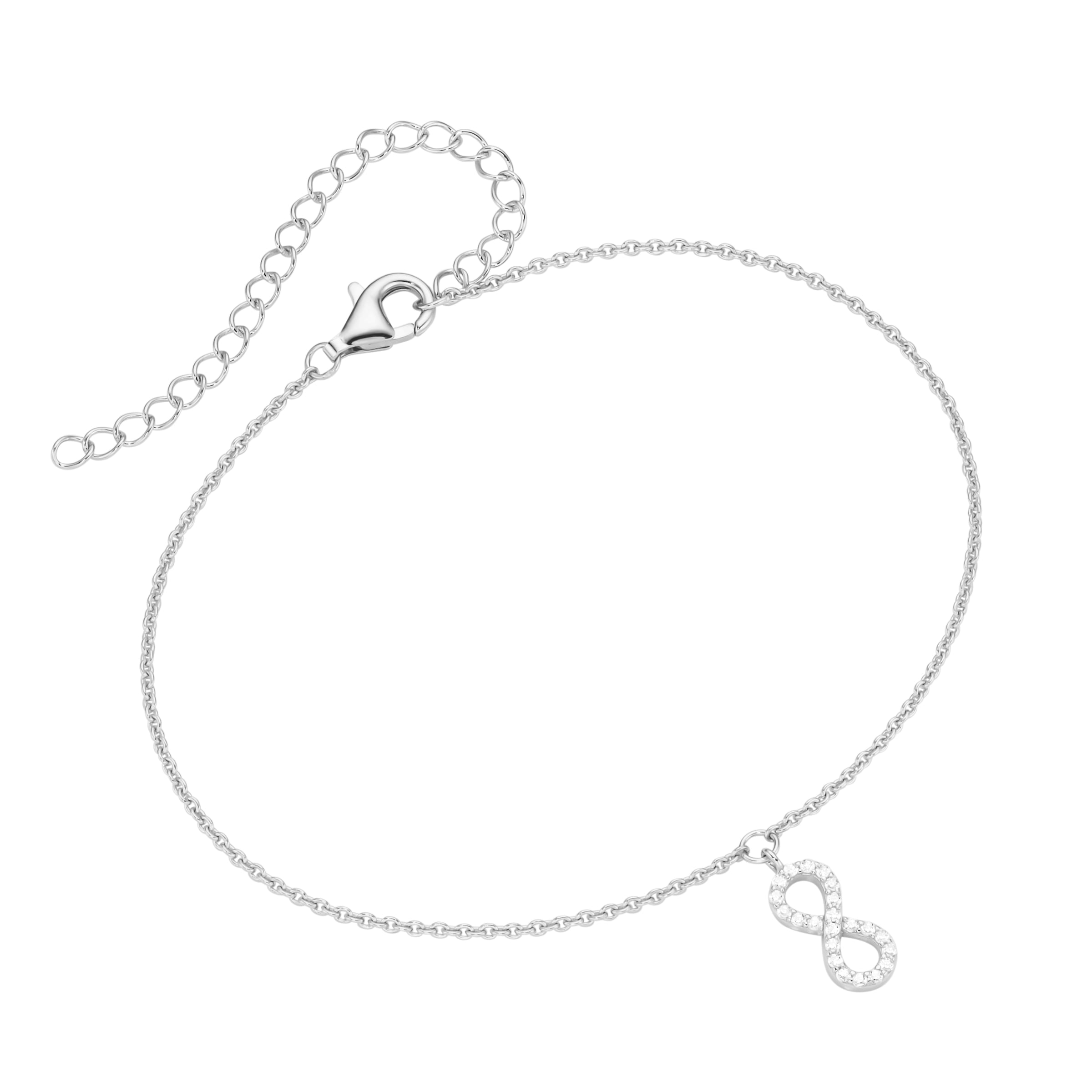 Smart Jewel Fußkette mit Anhänger »mit Behang Infinity, Zirkonia, Silber 925«