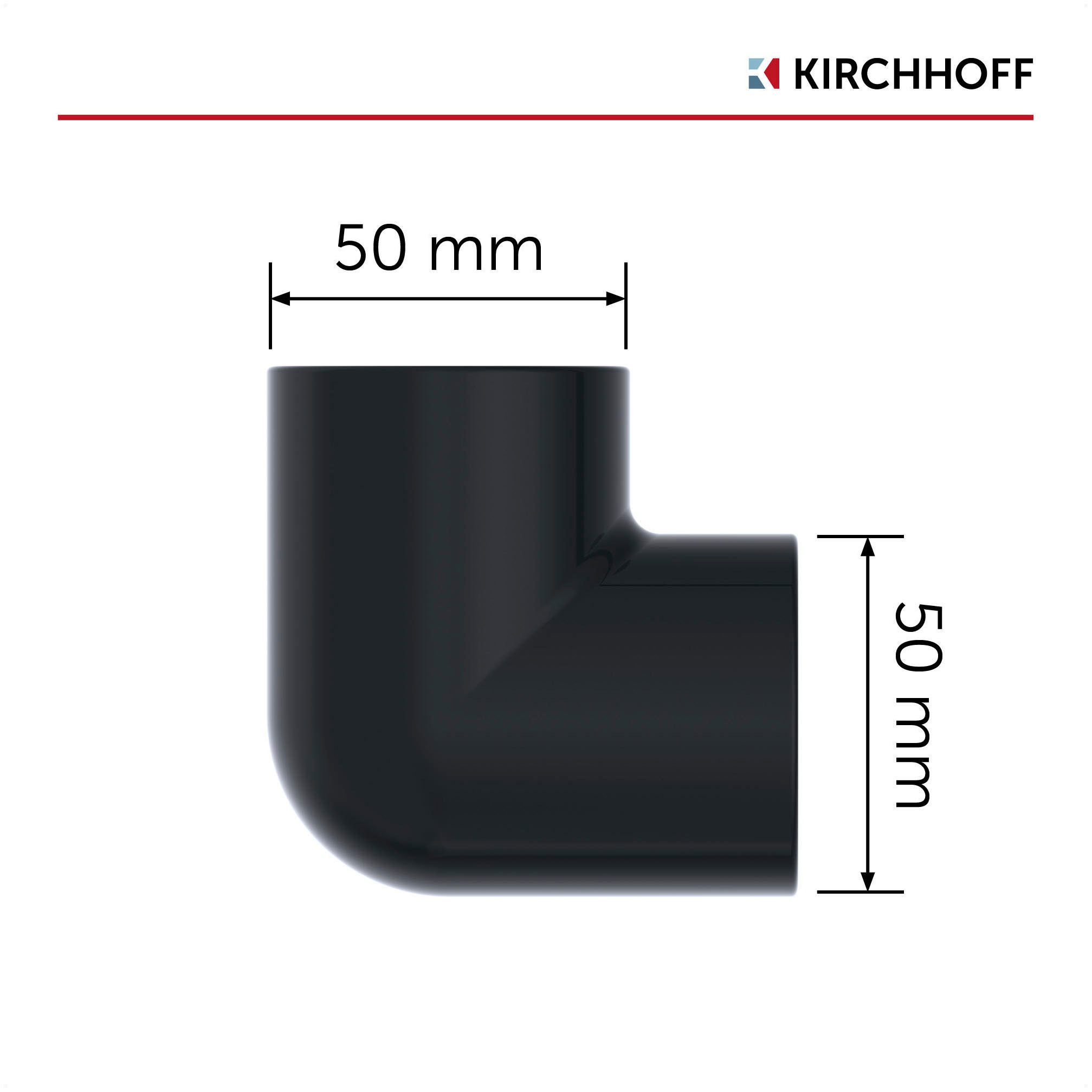 Kirchhoff Winkelstück, PVC, 90° Winkel, Druckrohr, Pool, Teich, 16 bar, 50 mm, bes. beständig