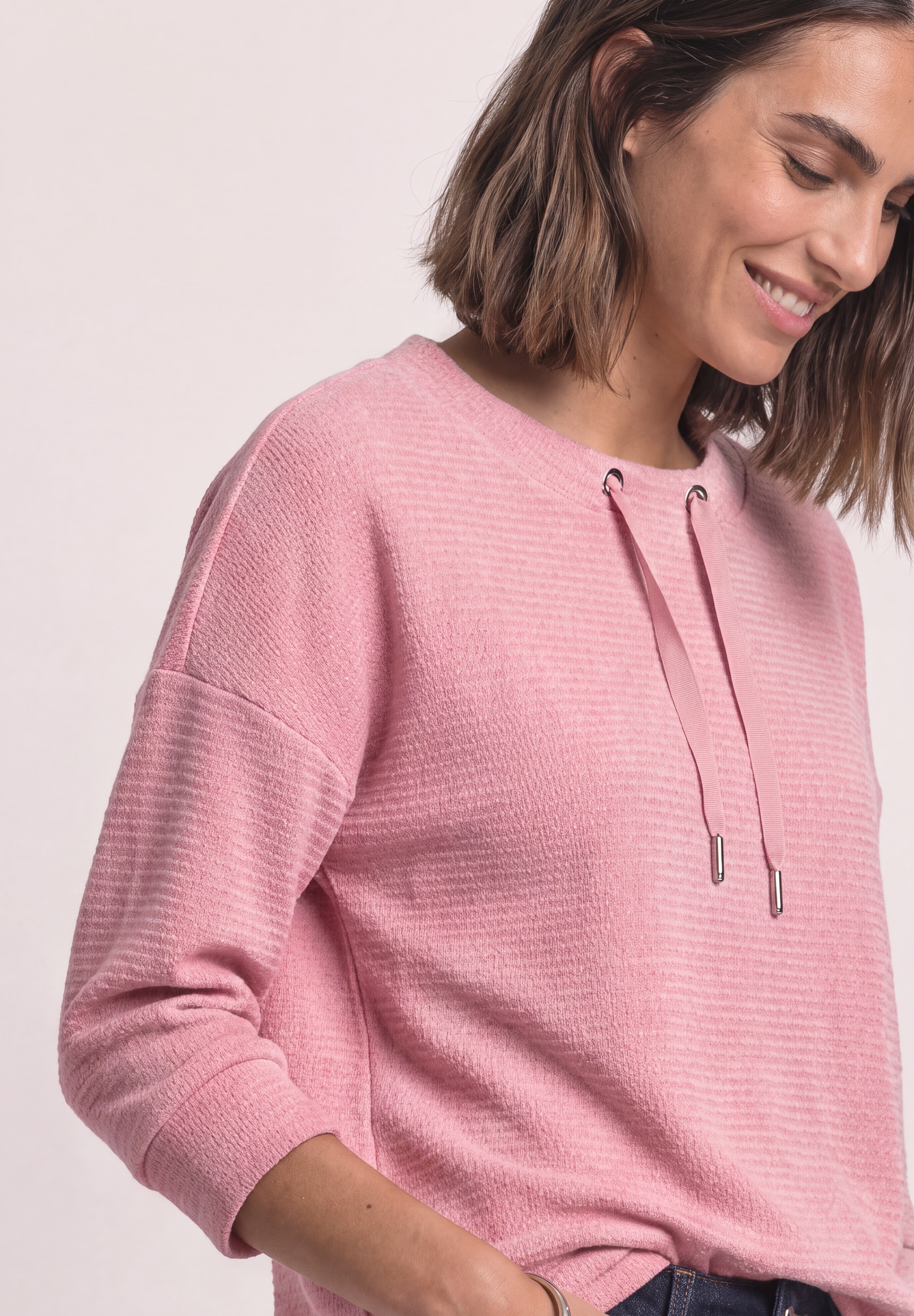 STREET ONE Langarmshirt 3/4-Arm Shirt mit U-Boot-Ausschnitt