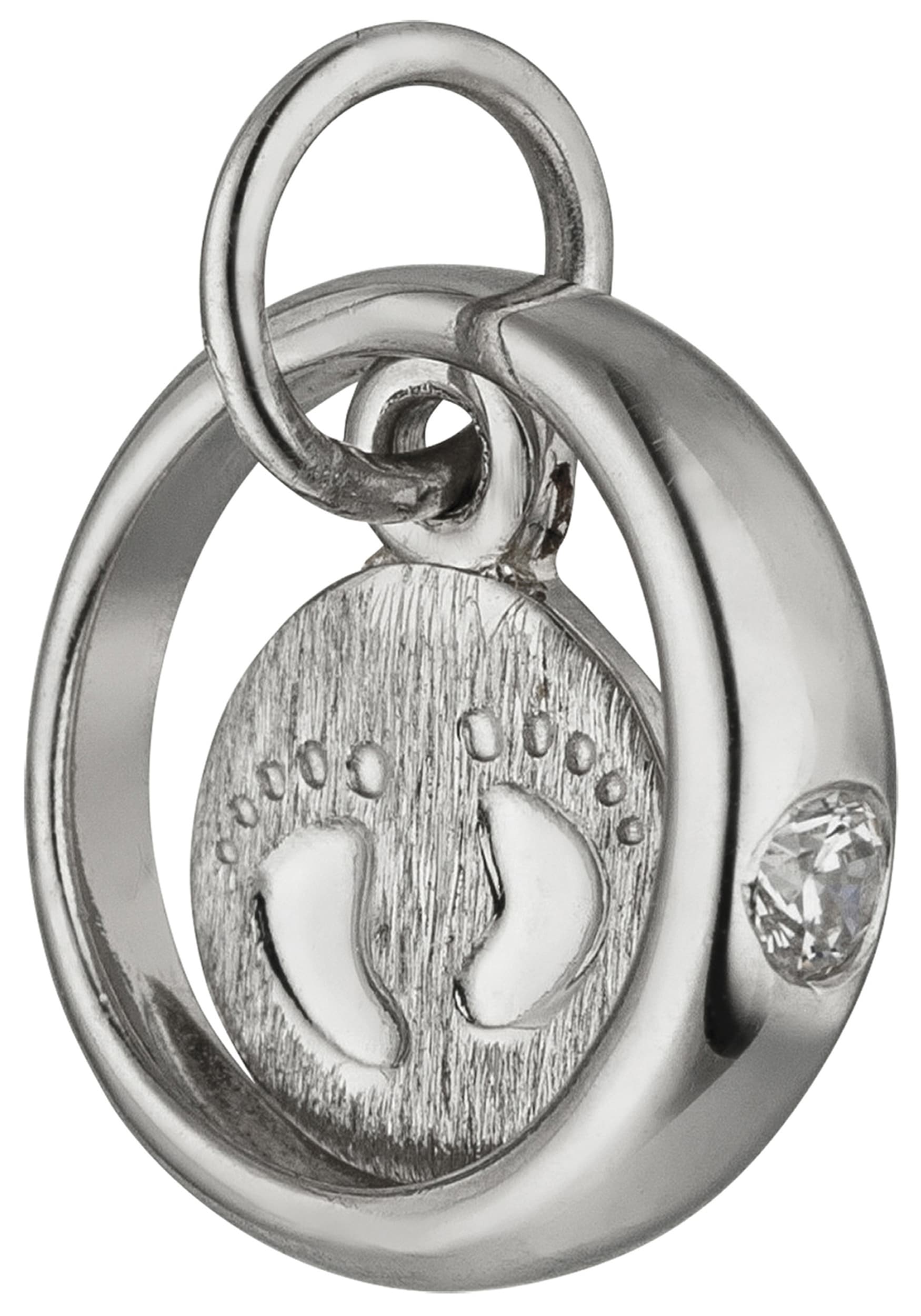 JOBO Kettenanhänger »Anhänger Taufring Babyfüße 10 mm«  925 Silber mit Zirkonia
