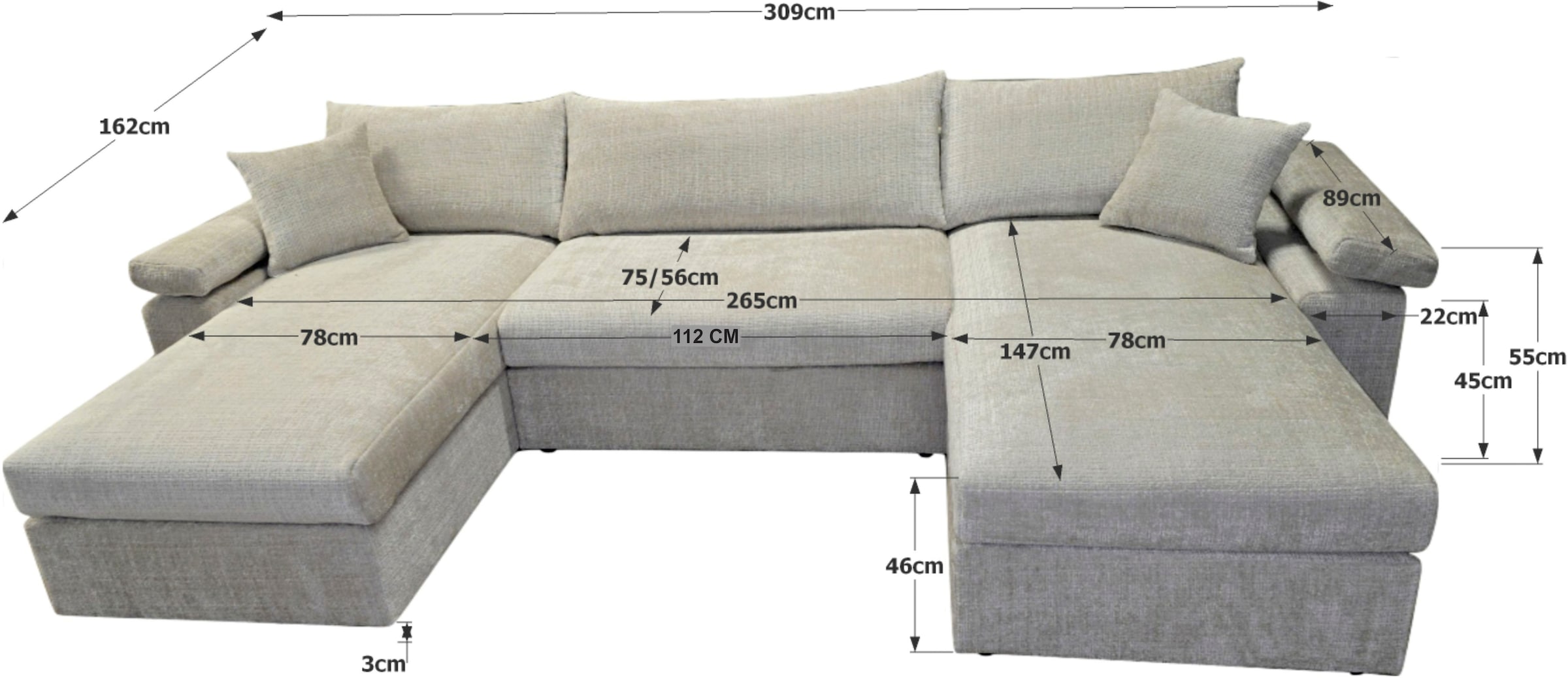 COLLECTION AB Wohnlandschaft Wohnlandschaft,2  Ottomane,Polyätherschaum-Polsterung