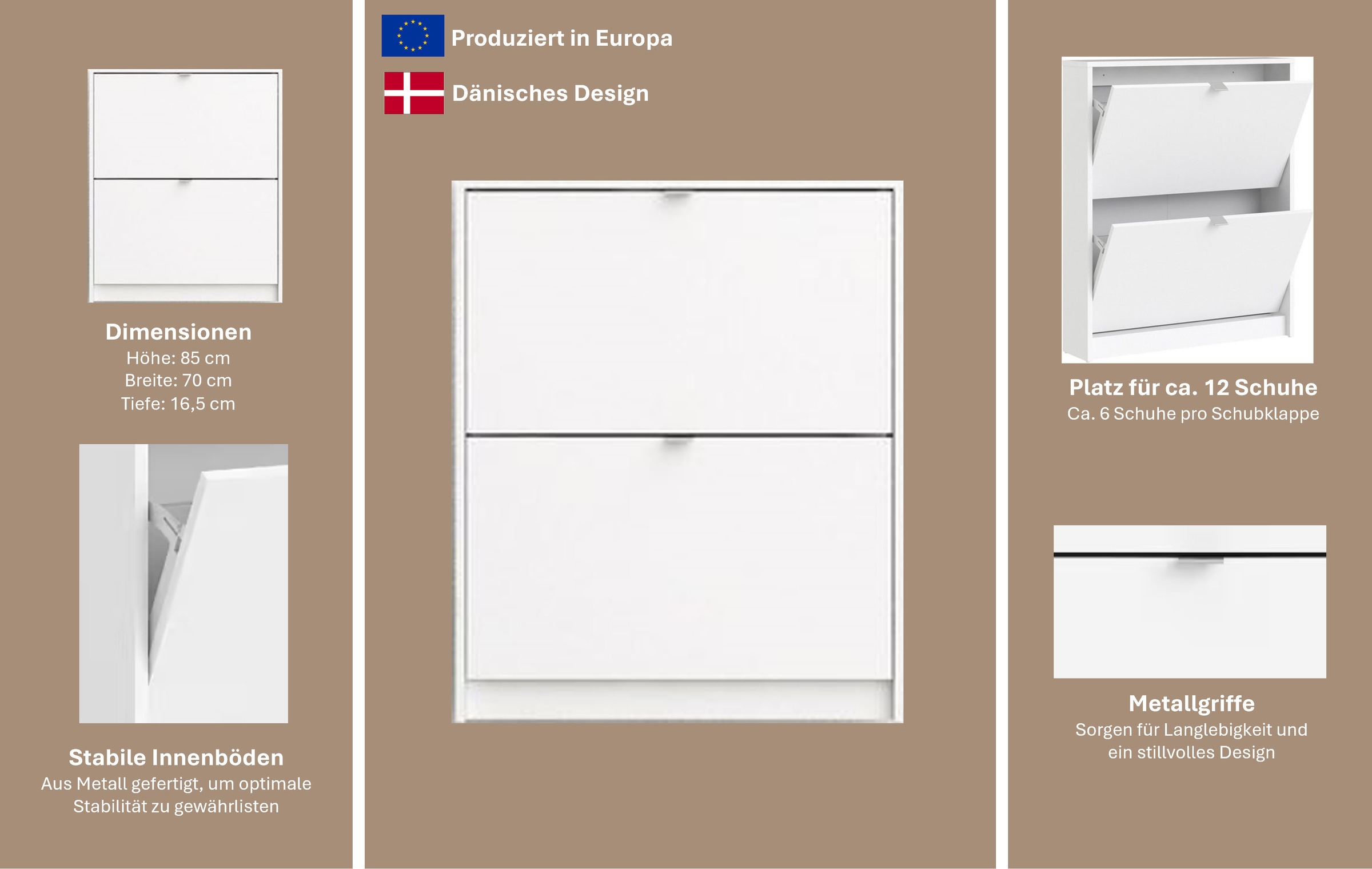 Shoes Shoe cabinet  with 2 tilting doors and 1 layer White, none