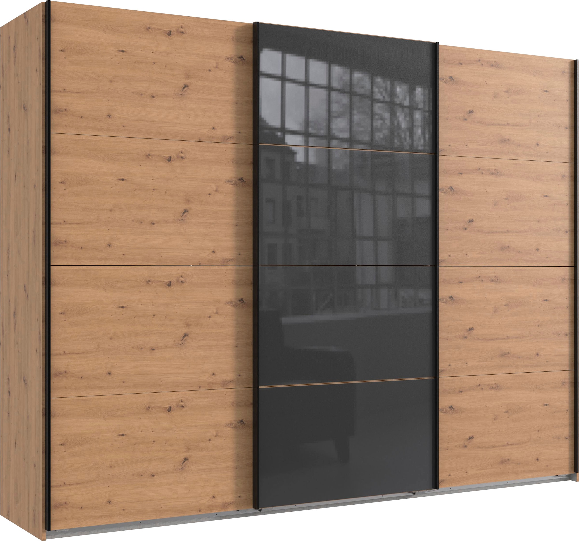 Wimex Schwebetürenschrank "Norderstedt" INKLUSIVE 2 Stoffboxen und 2 zusätzliche Einlegeböden, mit Glastür