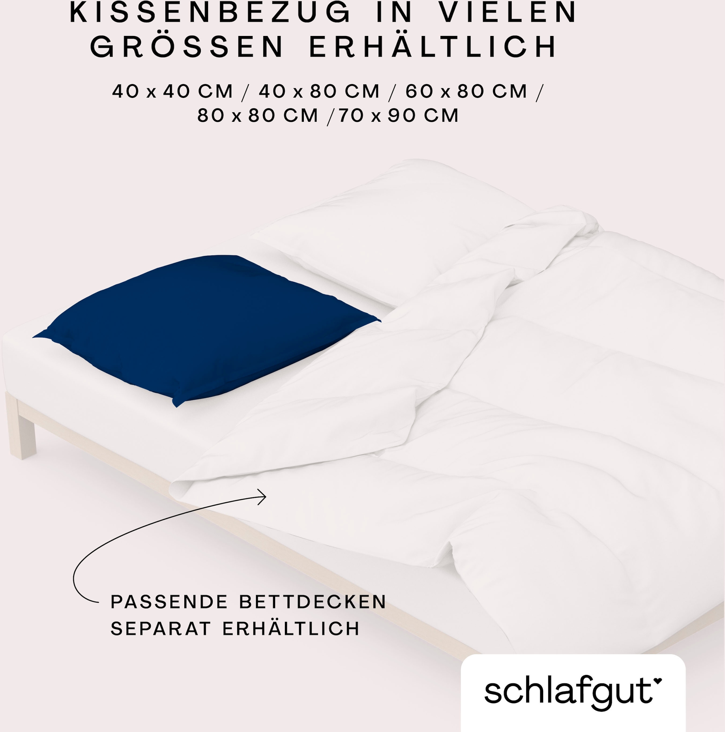 Schlafgut Kissenbezug »Woven Satin aus Mako-Baumwolle, langlebig, pflegeleicht, dicht gewebt«, (1 St.), Kissenhülle mit Reißverschluss, passender Bettbezug erhältlich