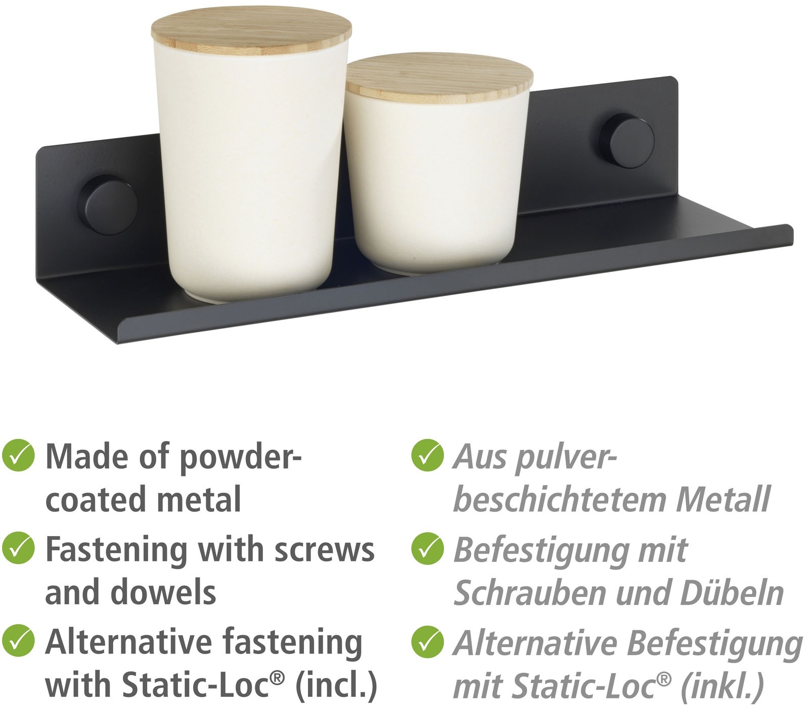 WENKO Küchenregal "Modell Jet M" Regal für die Wand, Industrial Style, pulv günstig online kaufen