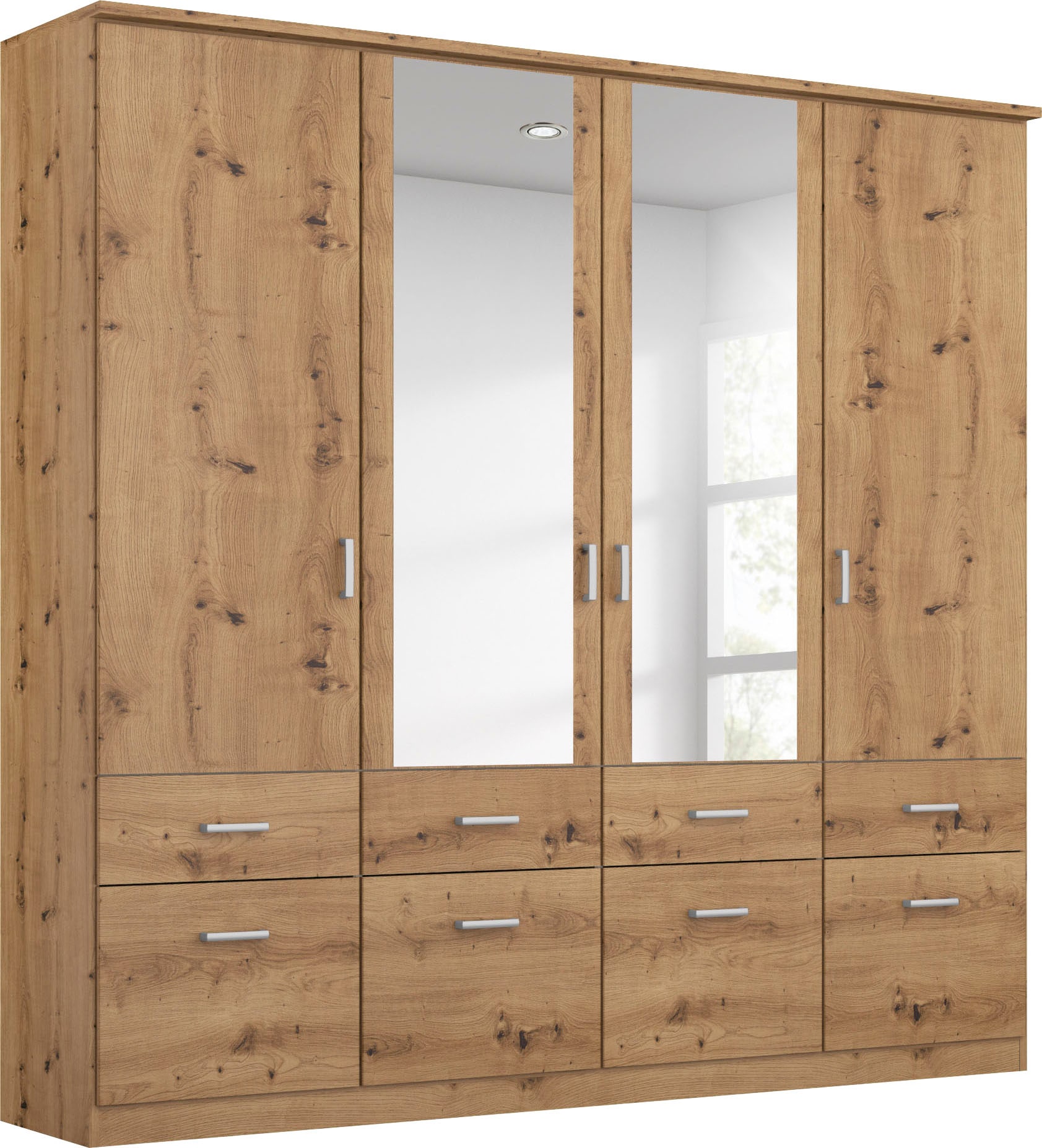 rauch Kleiderschrank "Kleiderschrank Schrank Garderobe deckenhoher Schrank BREMEN" optional mit Spiegel, Breiten: 91/136/181 cm, Höhe: 199 cm, in vielen Farbvariationen, inkl. Kranzblende MADE IN GERMANY