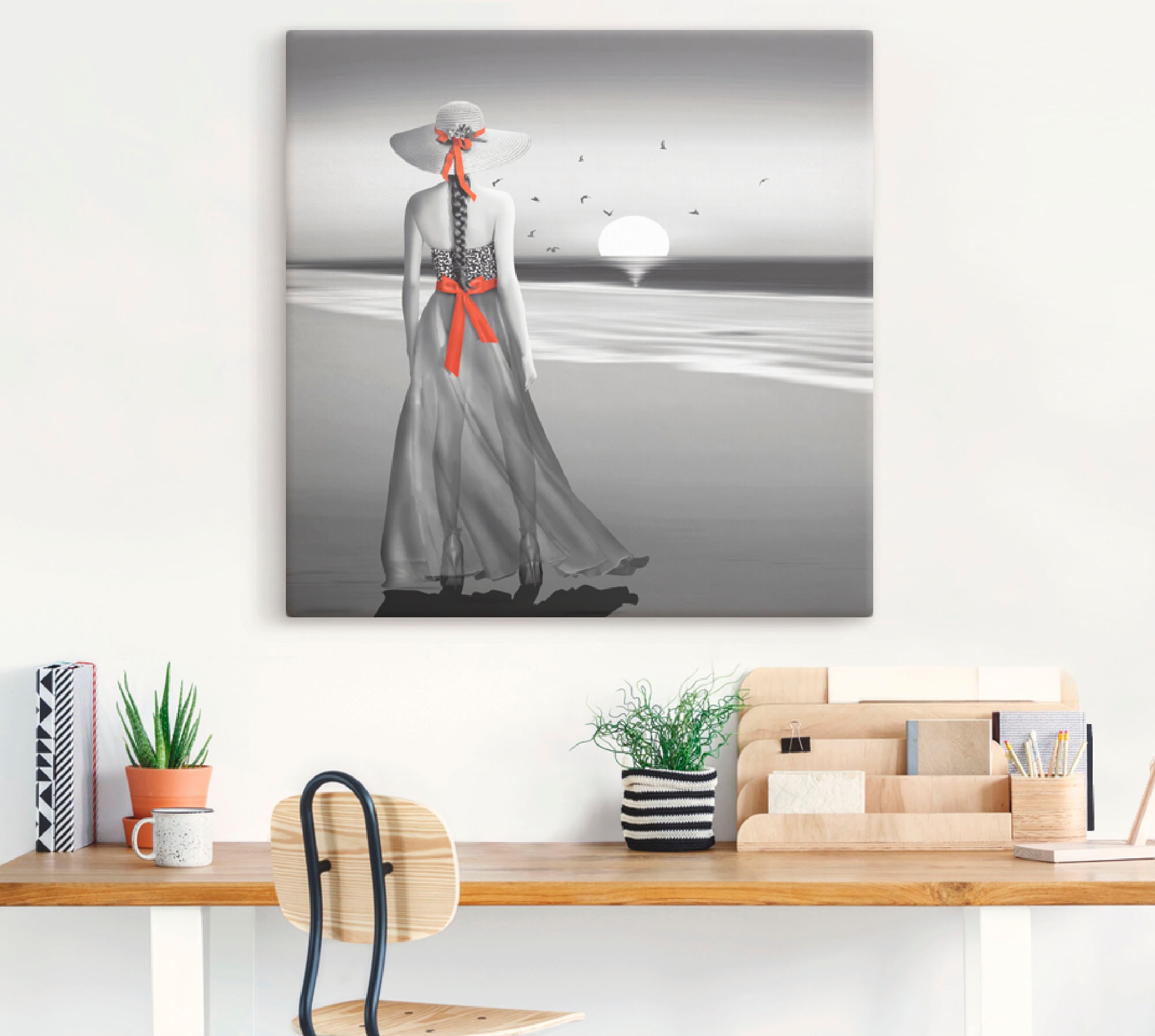 Artland Wandbild »Ein Blick zurück aufs Meer«, Frau, (1 St.), als Alubild, Outdoorbild, Leinwandbild, Poster, Wandaufkleber