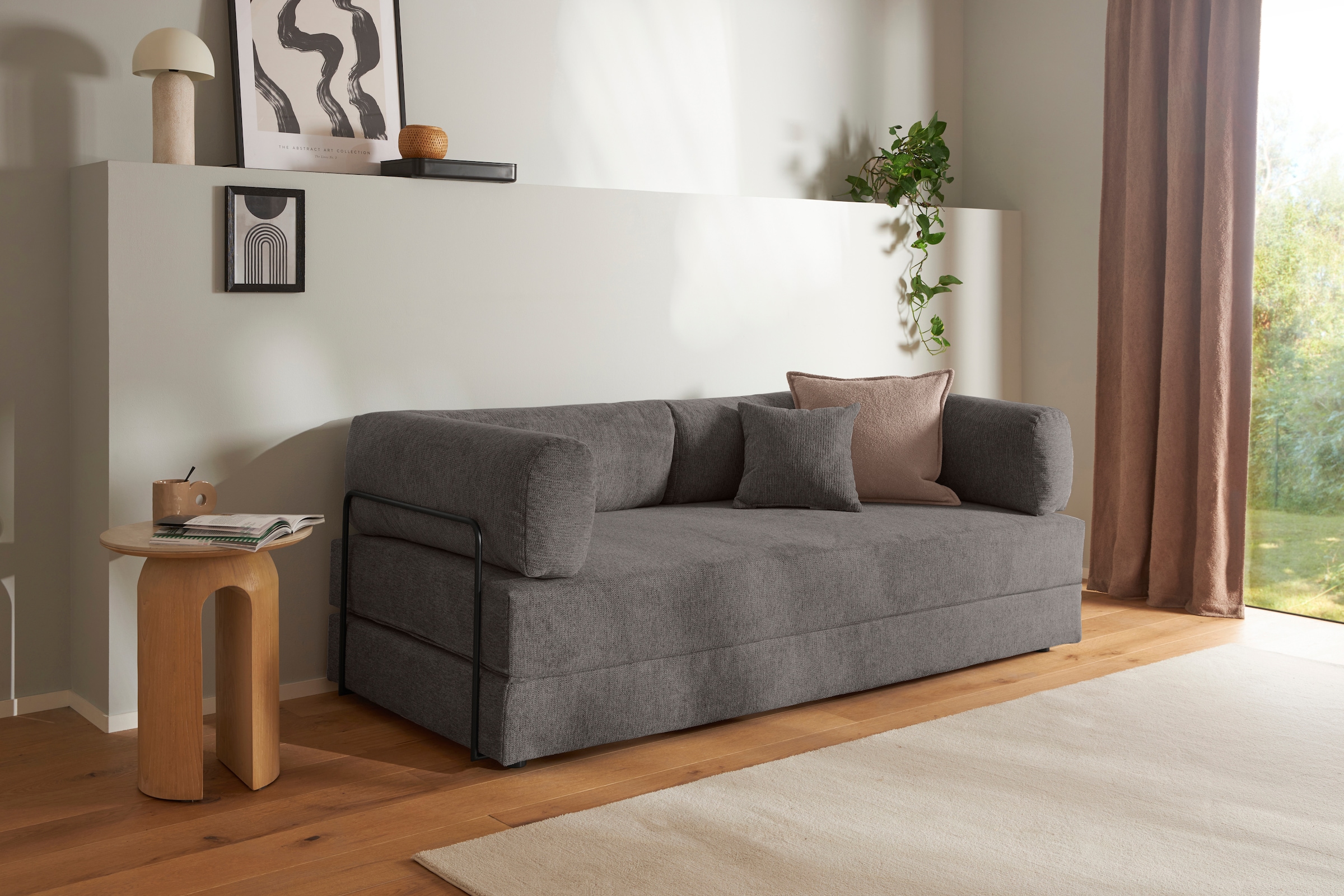 homsy by Ana Johnson Schlafsofa "Folda Dauerschläfer, B: 206 cm, Liegefl. 181x198 cm" mit Bett-/Schlaffunktion, inkl. 1x Zierkissen, Tonnentaschenfederkern