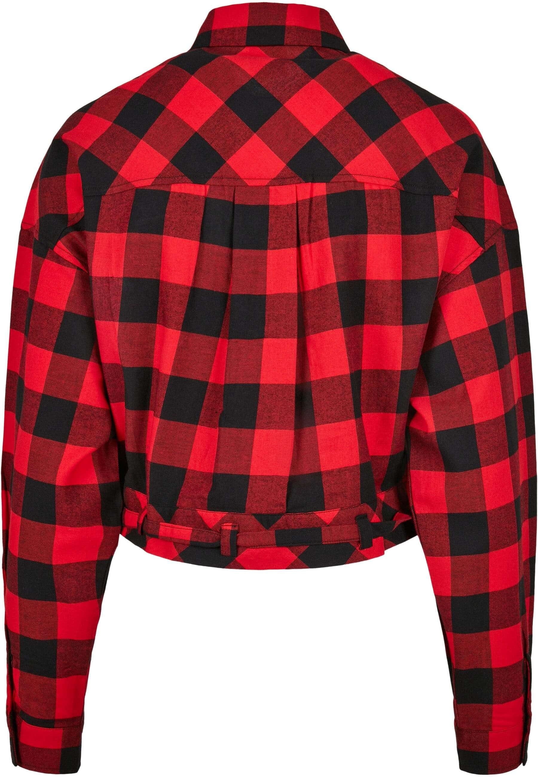 URBAN CLASSICS Langarmhemd »Urban Classics Damen Ladies Short Oversized Check Shirt«, (1 tlg.)