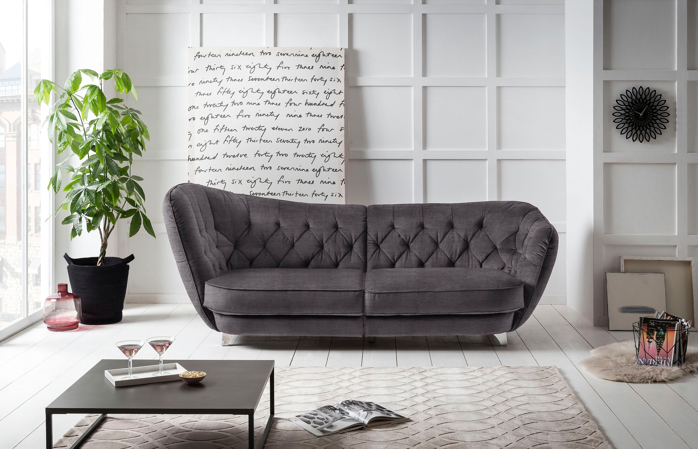 Leonique Big-Sofa "Retro", stylischer Hochlehner günstig online kaufen