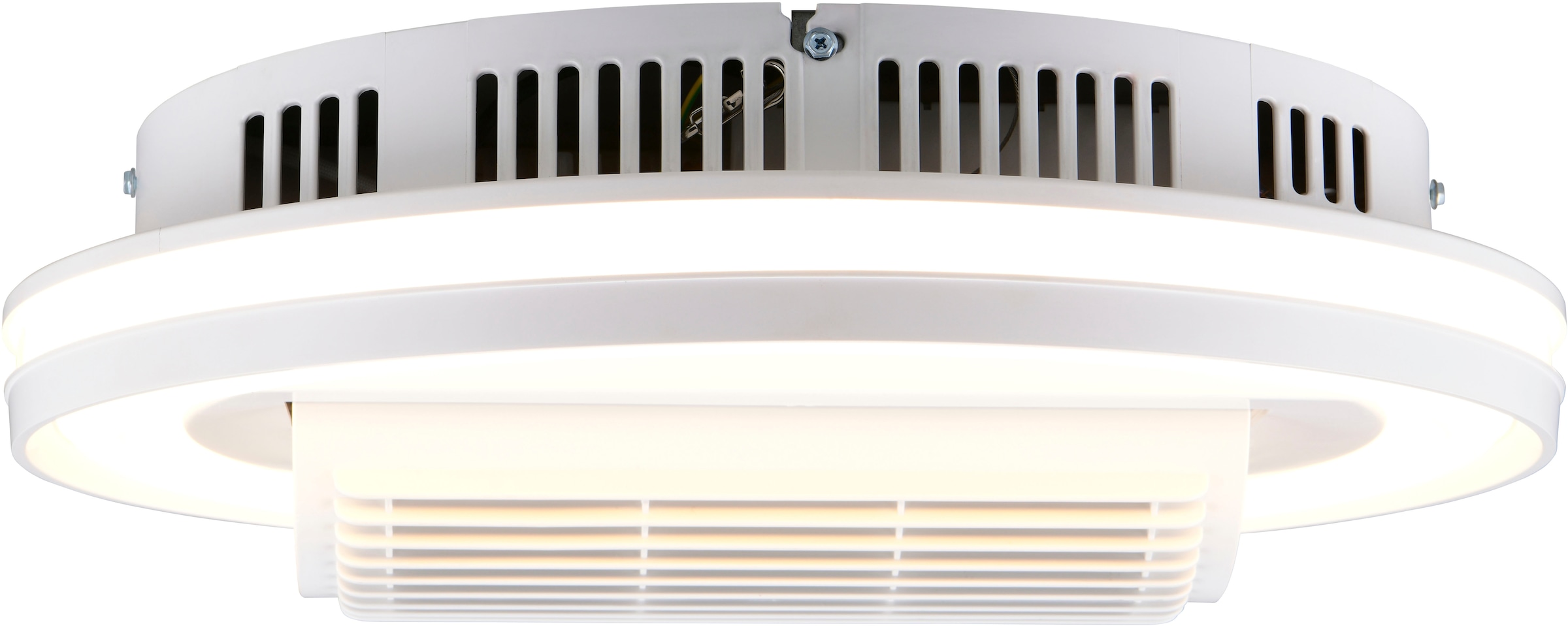 REALITY Leuchten LED Deckenleuchte »KURULA mit Ventilator, schwenkbarer Deckenventilator mit 37W LED« LED-Board 1 Stk. Farbwechsler | warmweiß - kaltweiß 6-Stufen Ventilator Vor- & Rücklauf, Fernbedienung CCT dimmbar