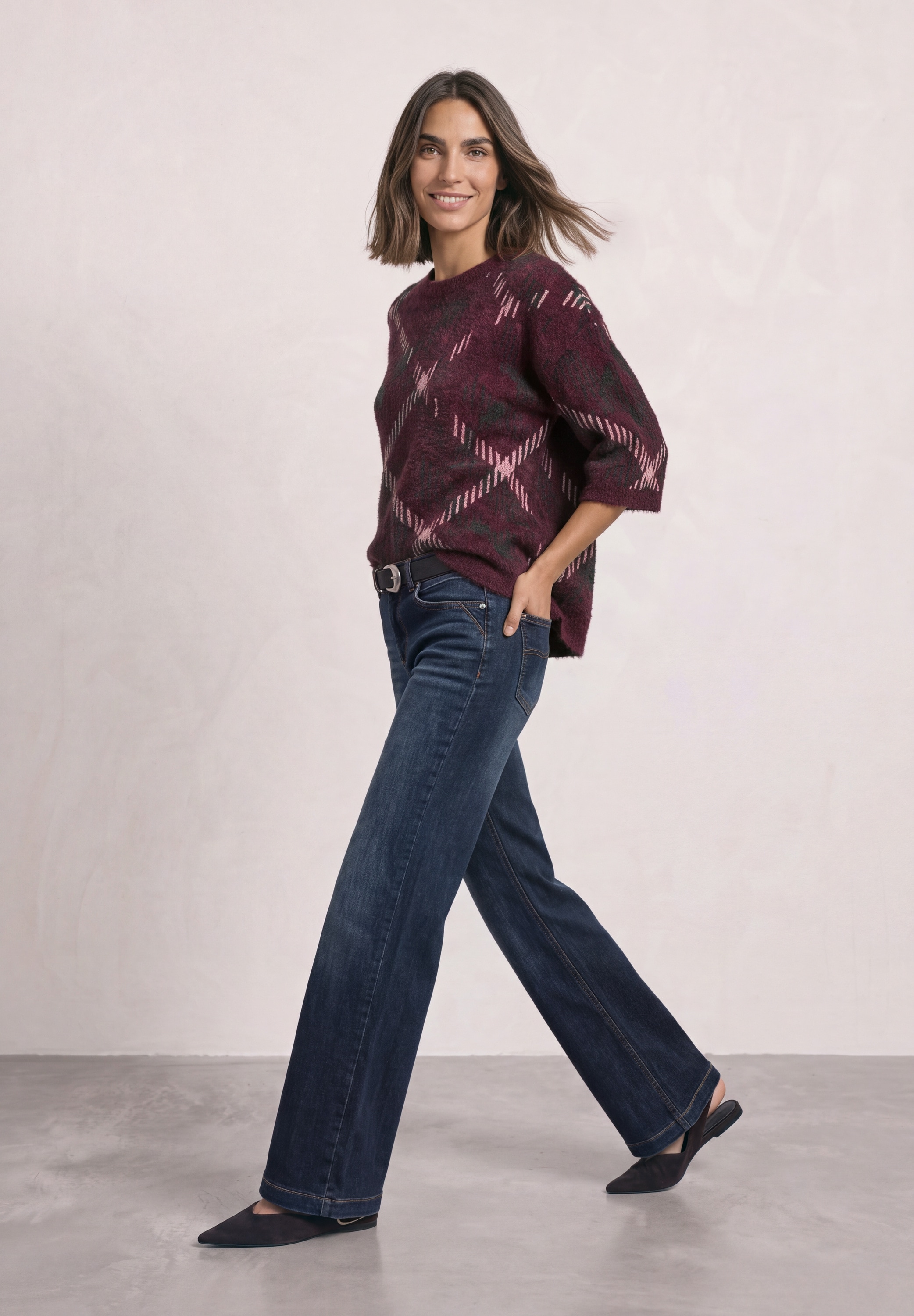 STREET ONE Kurzarmpullover mit Federgarn
