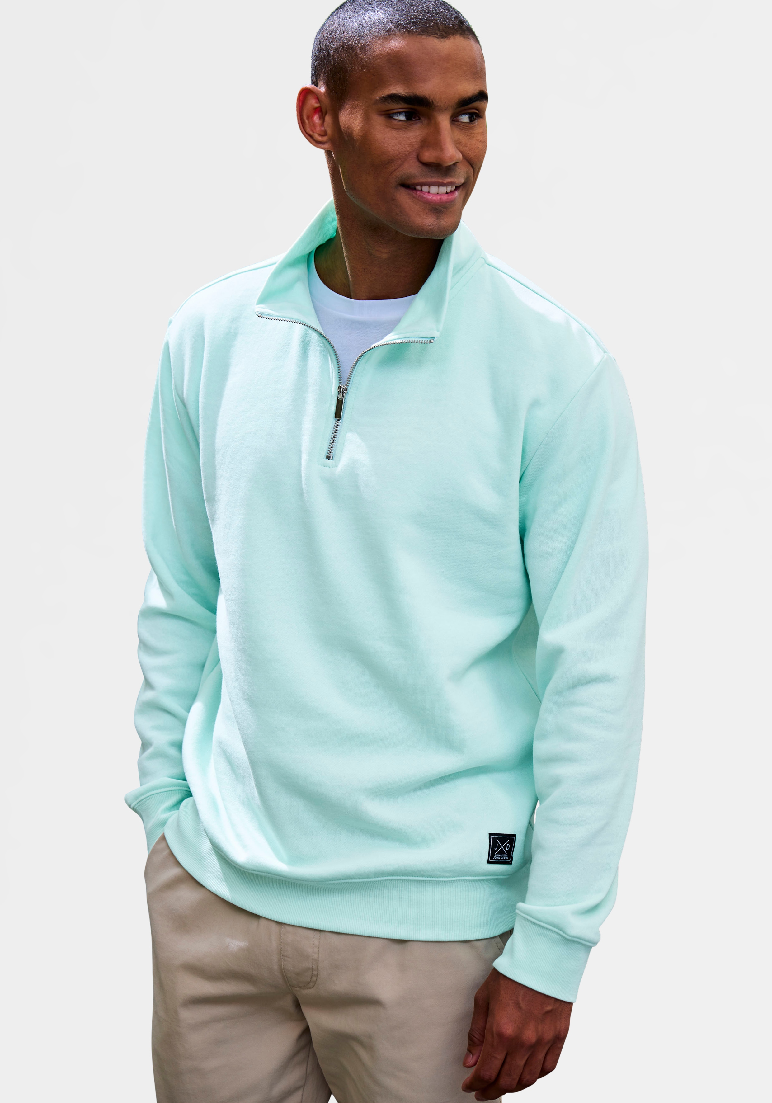 Thumbnail - John Devin Sweatshirt, Langarm, Pullover mit Reißverschluss am Stehkragen