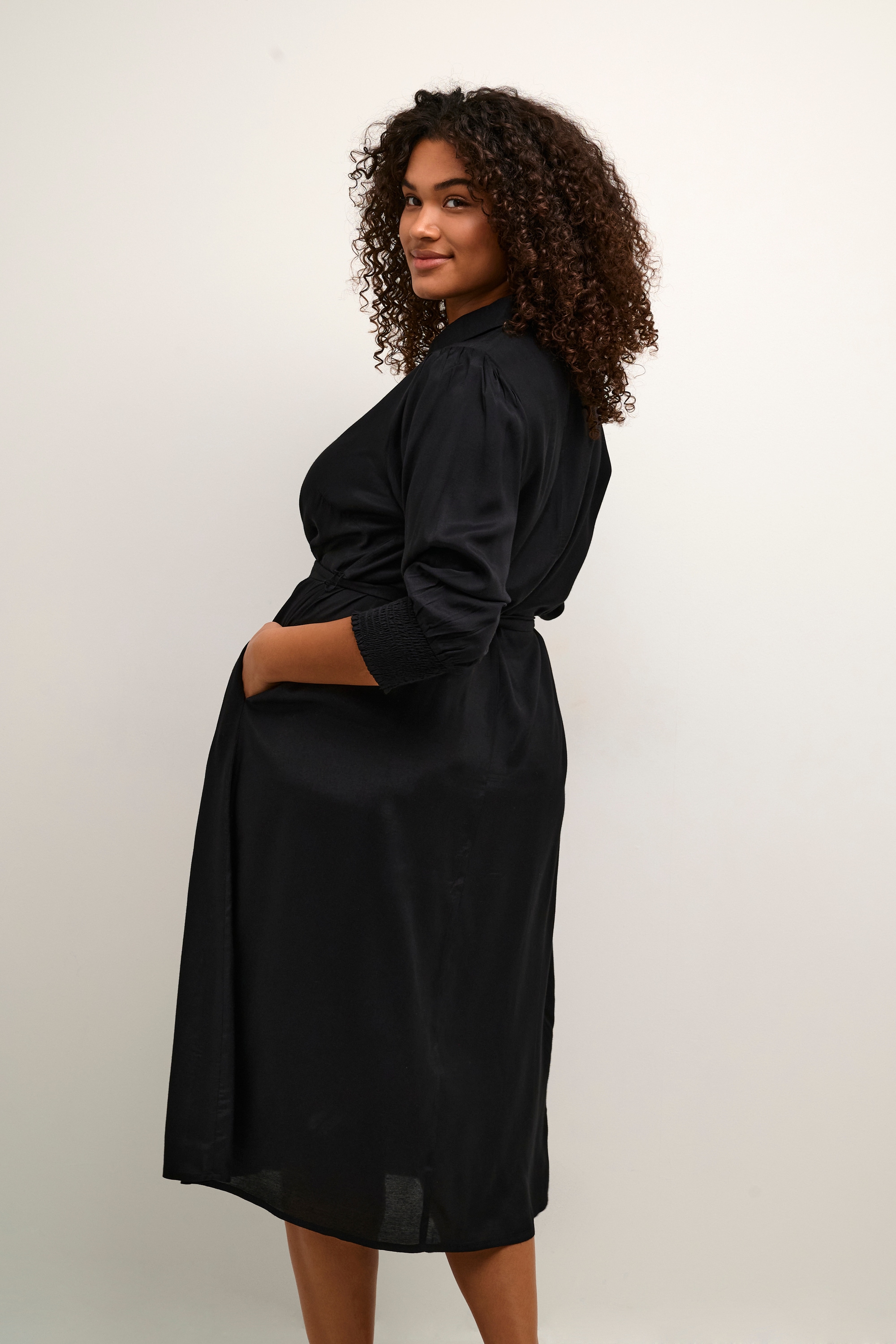KAFFE Curve Midikleid »Damen Kleid KCemina«