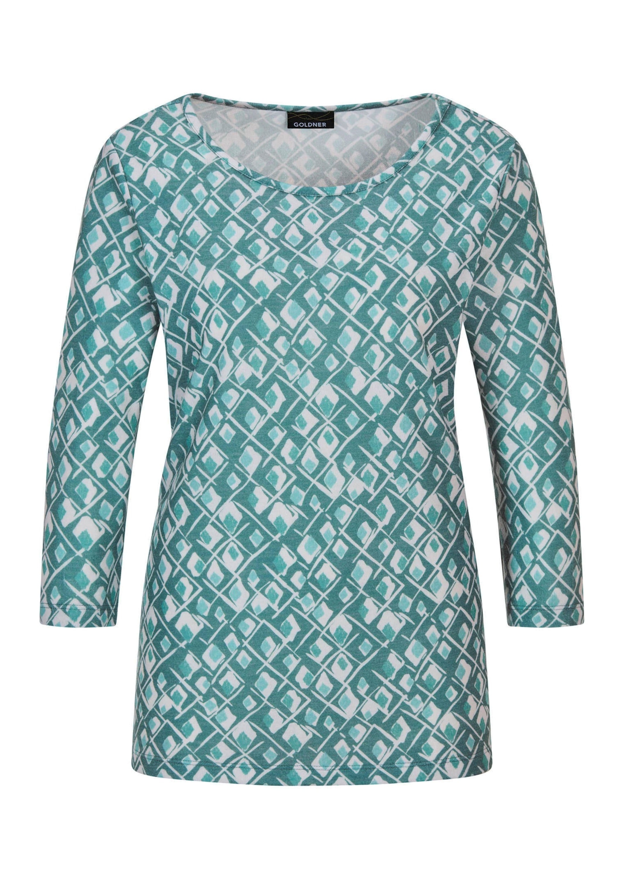 GOLDNER "Halbarm Viskoseshirt im Allover-Design" U-Boot-Ausschnitt