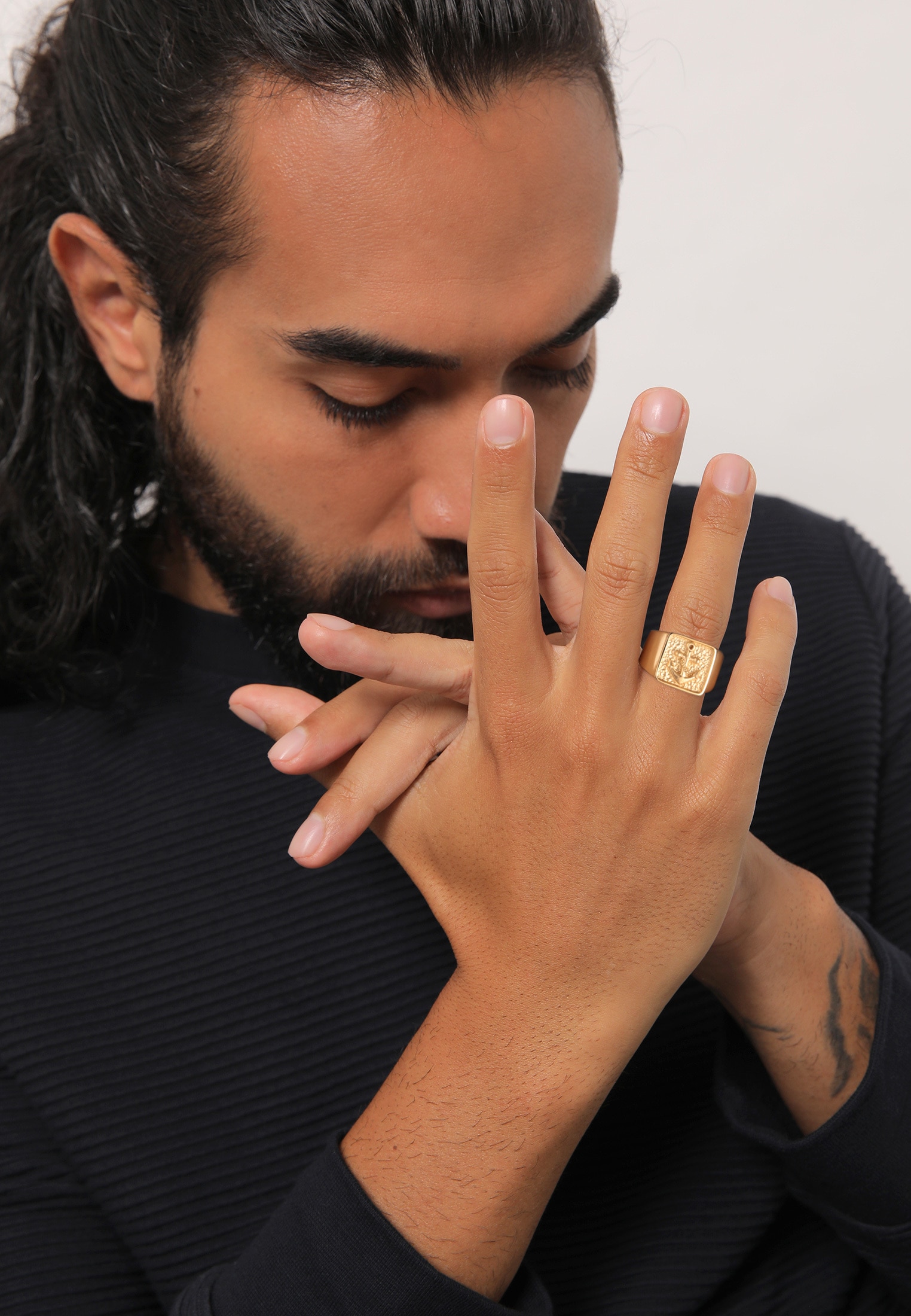 Kuzzoi Siegelring »Ring Herren Siegelring Anker Symbol Oxidiert 925 Silber«